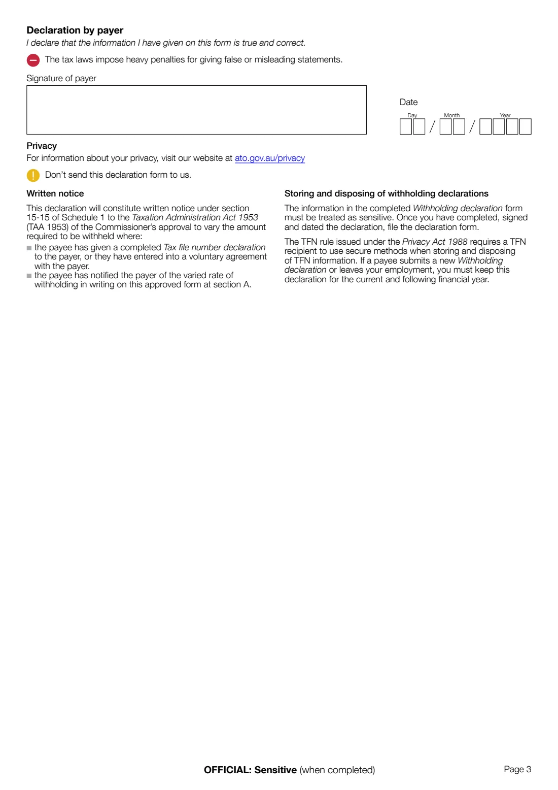 Withholding declaration (2025) Withholding declaration — page 7 of 7