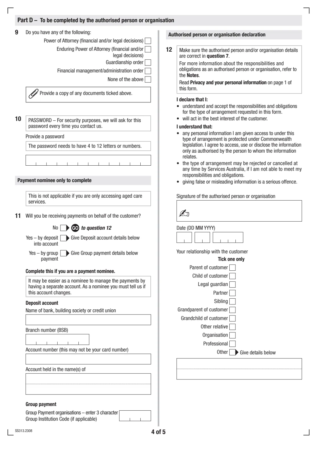 Authorise a person or organisation (SS313) (2023) Authorising a person or organisation to enquire or act on your behalf — page 6 of 7