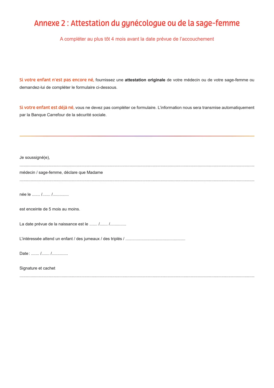 FAMIWAL — birth allowance (modèle E) (2024) Birth allowance application, Wallonia (Demande d'allocation de naissance, modèle E) — page 4 of 7