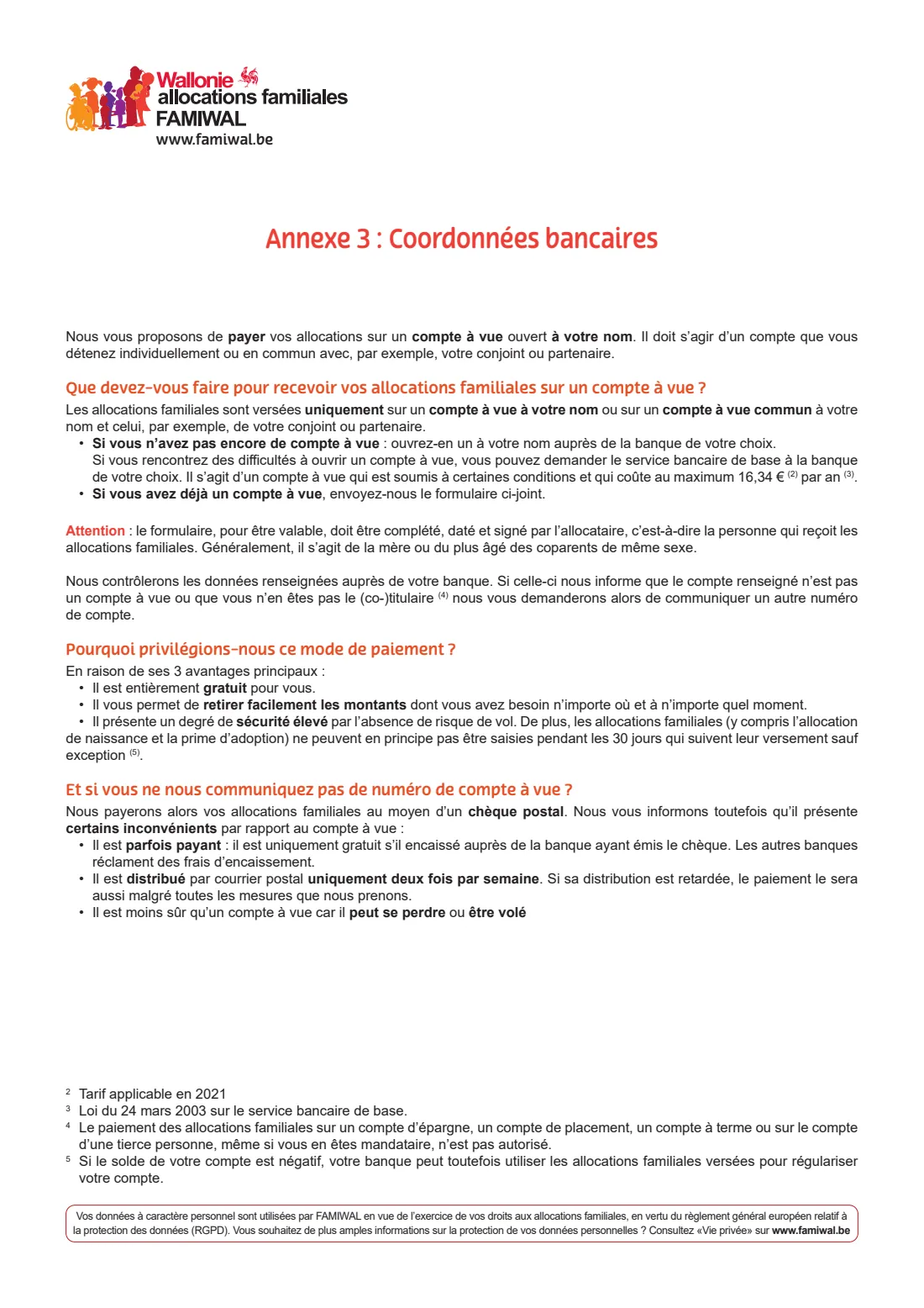 FAMIWAL — birth allowance (modèle E) (2024) Birth allowance application, Wallonia (Demande d'allocation de naissance, modèle E) — page 5 of 7
