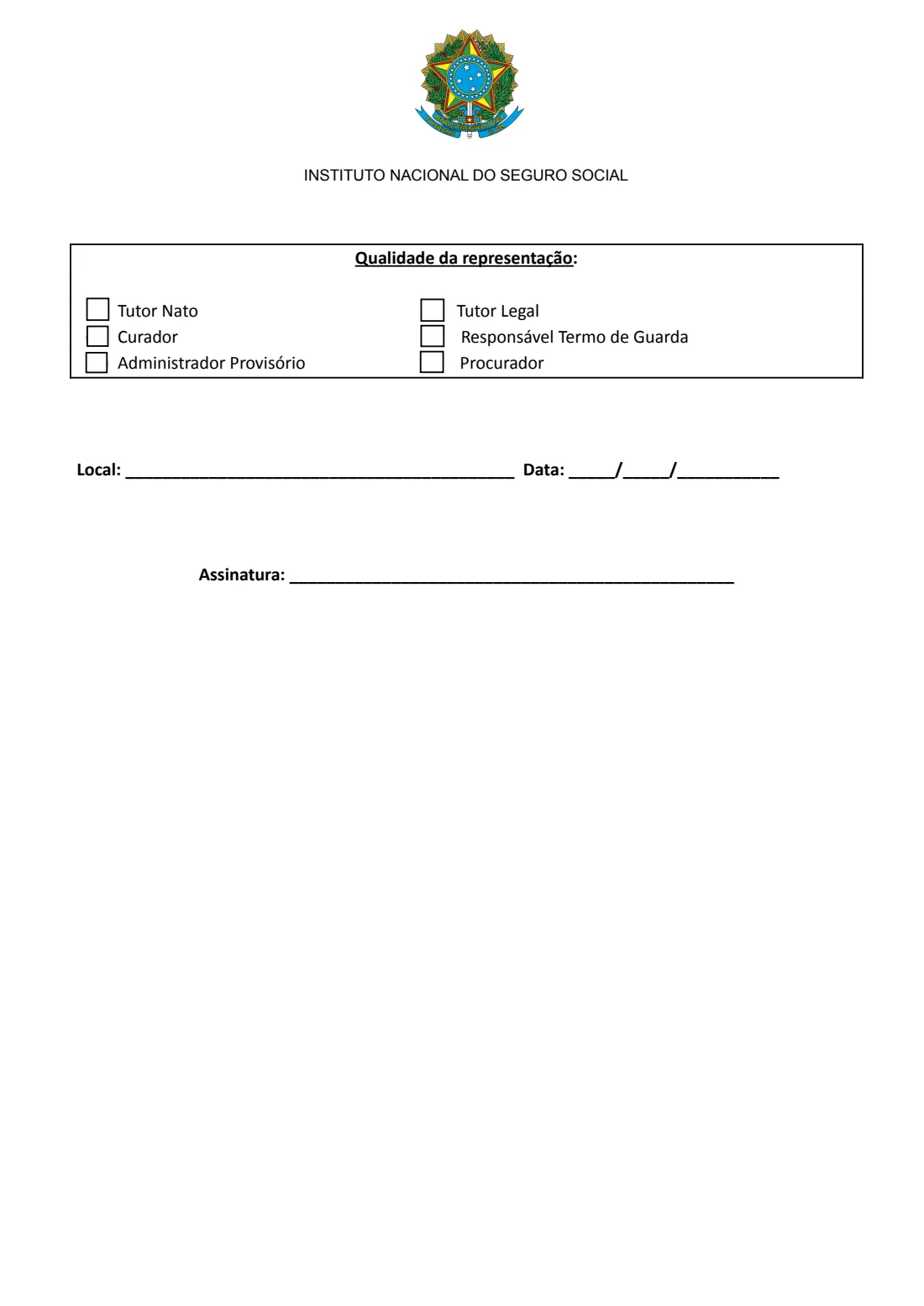 INSS undertaking by an attorney or legal representative (2022) Termo de Responsabilidade (procurador / representante legal) — page 2 of 2