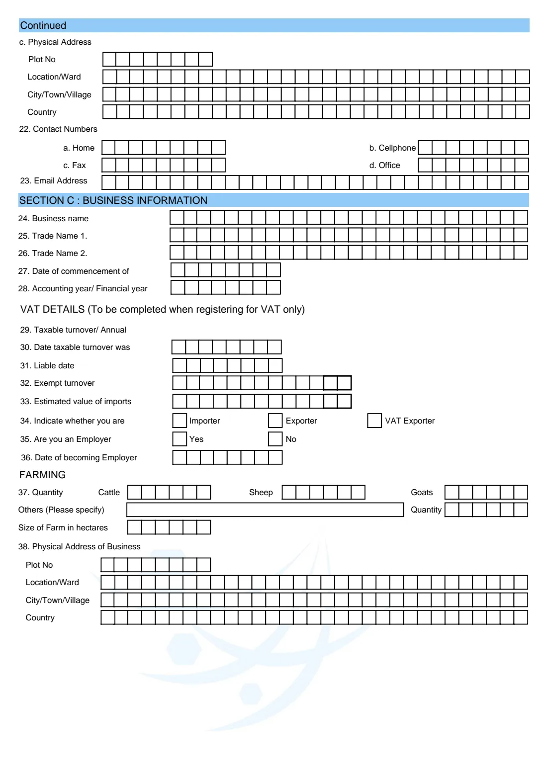 BURS 1A taxpayer registration (individuals) (2018) Application for Registration as a Taxpayer or Supplementary/Change of Registration (BURS 1A) — page 3 of 5