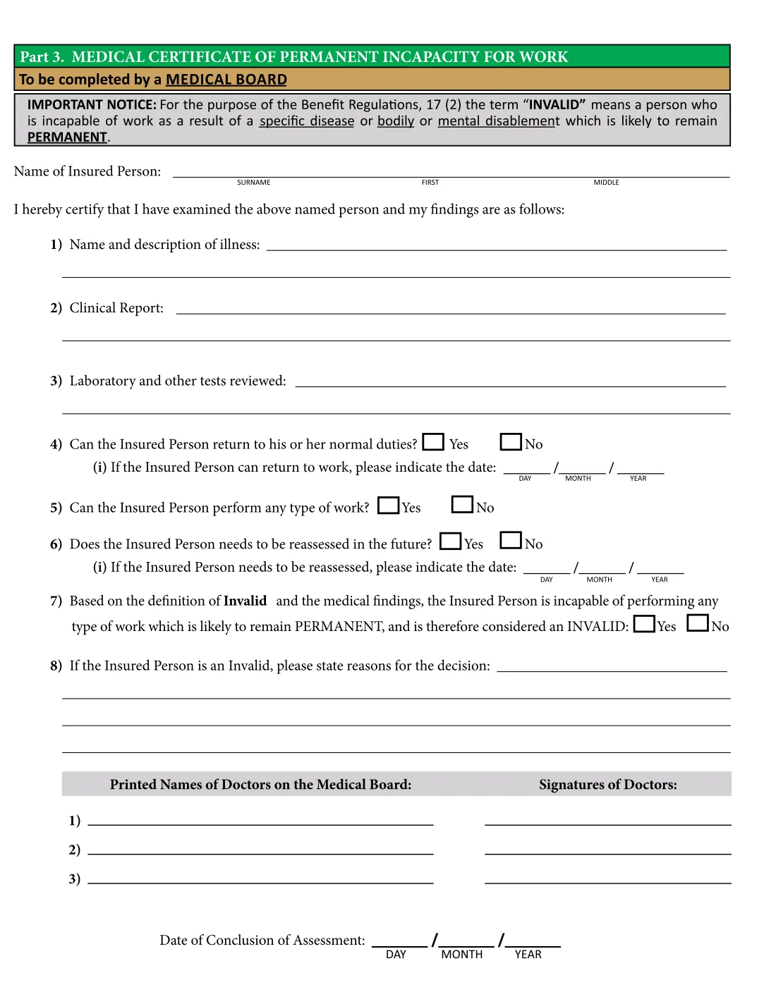 SSB Invalidity Benefit claim (INV1) (2019) Claim for Invalidity Benefit — page 3 of 4