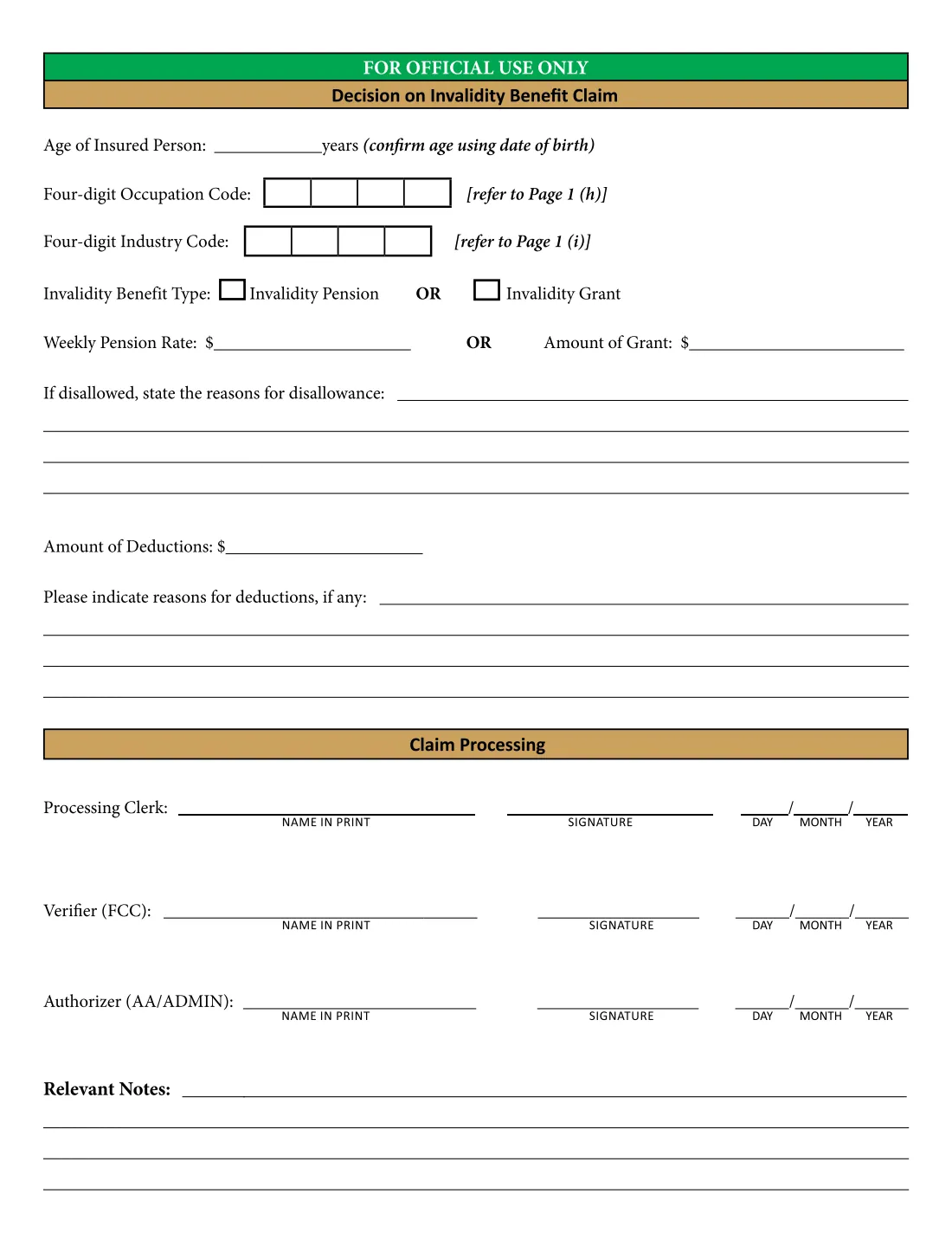 SSB Invalidity Benefit claim (INV1) (2019) Claim for Invalidity Benefit — page 4 of 4