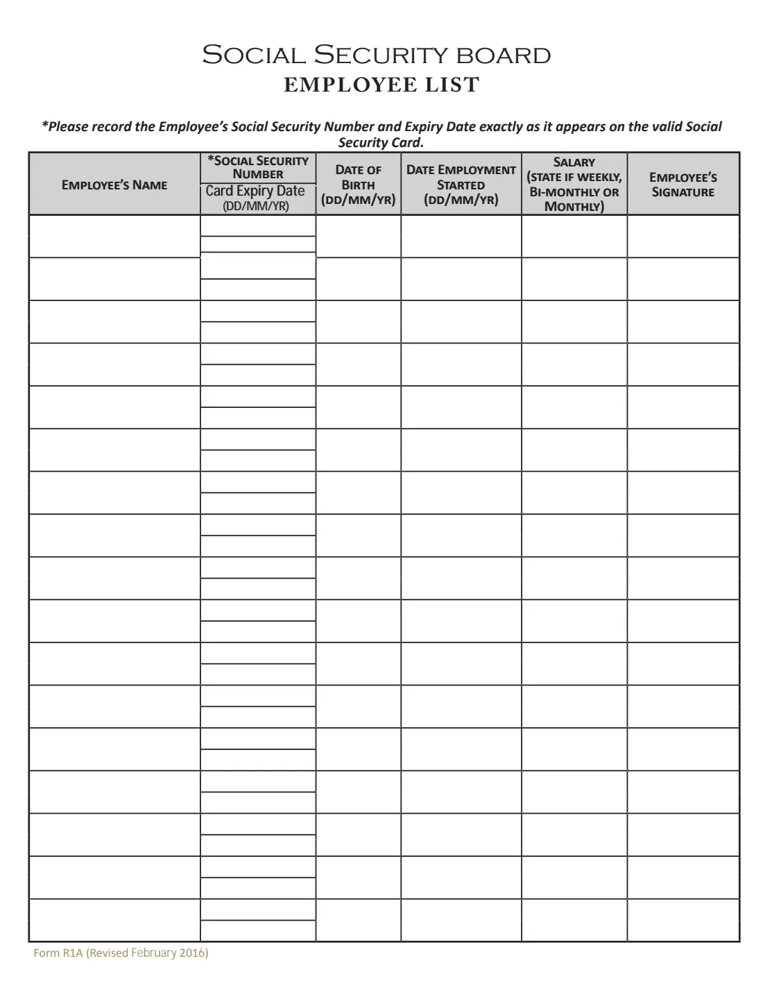 SSB Employee List (R1A) (2016) Employee List (Form R1A) — page 2 of 2
