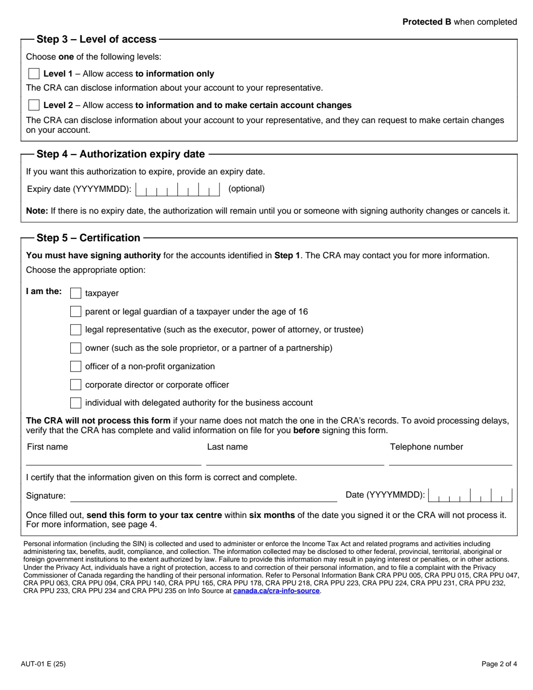 AUT-01 (2025) Authorize a Representative for Offline Access — page 2 of 4