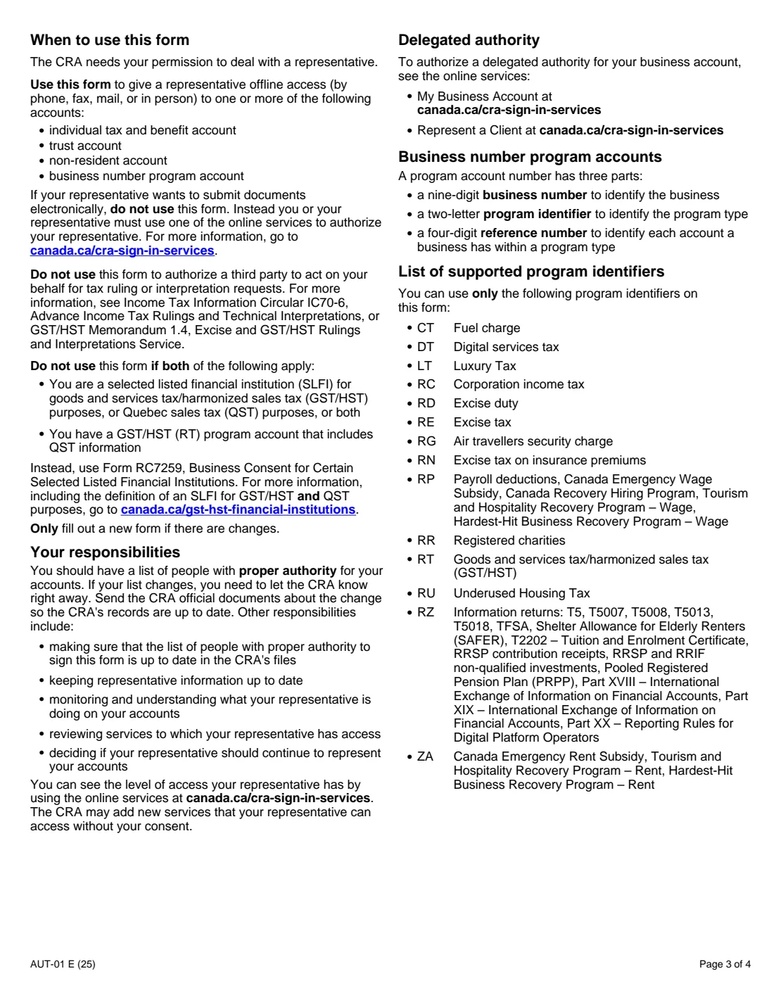 AUT-01 (2025) Authorize a Representative for Offline Access — page 3 of 4