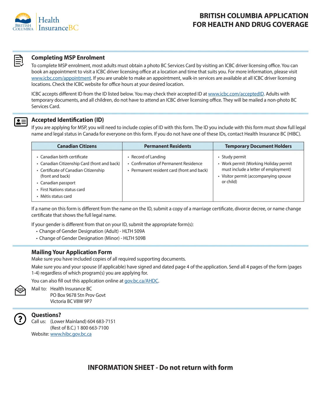 HLTH 101 (2024) British Columbia Application for Health and Drug Coverage (MSP, Fair PharmaCare, Supplementary Benefits) — page 2 of 6