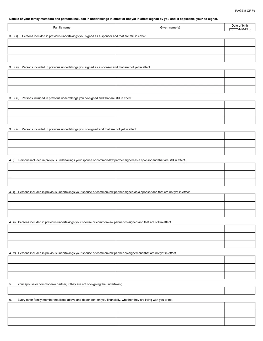 IMM 1283 Financial Evaluation (2020) Financial Evaluation (sponsorship of parents, grandparents and other relatives) — page 2 of 7
