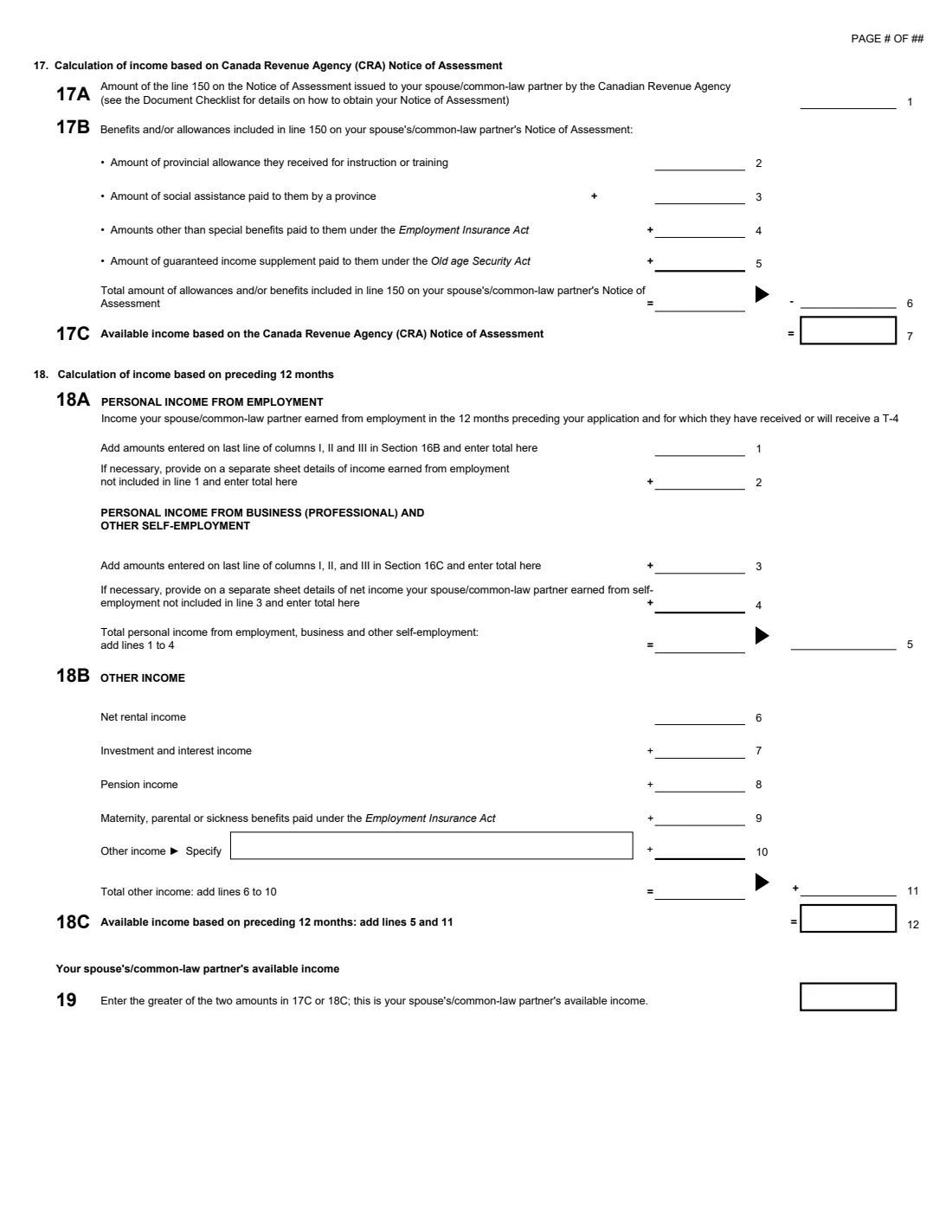 IMM 1283 Financial Evaluation (2020) Financial Evaluation (sponsorship of parents, grandparents and other relatives) — page 6 of 7