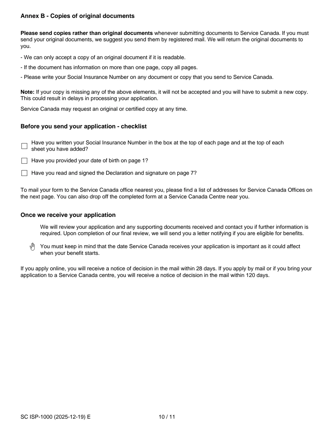 ISP-1000 CPP retirement pension application (2025) Application for a Canada Pension Plan Retirement Pension — page 12 of 14