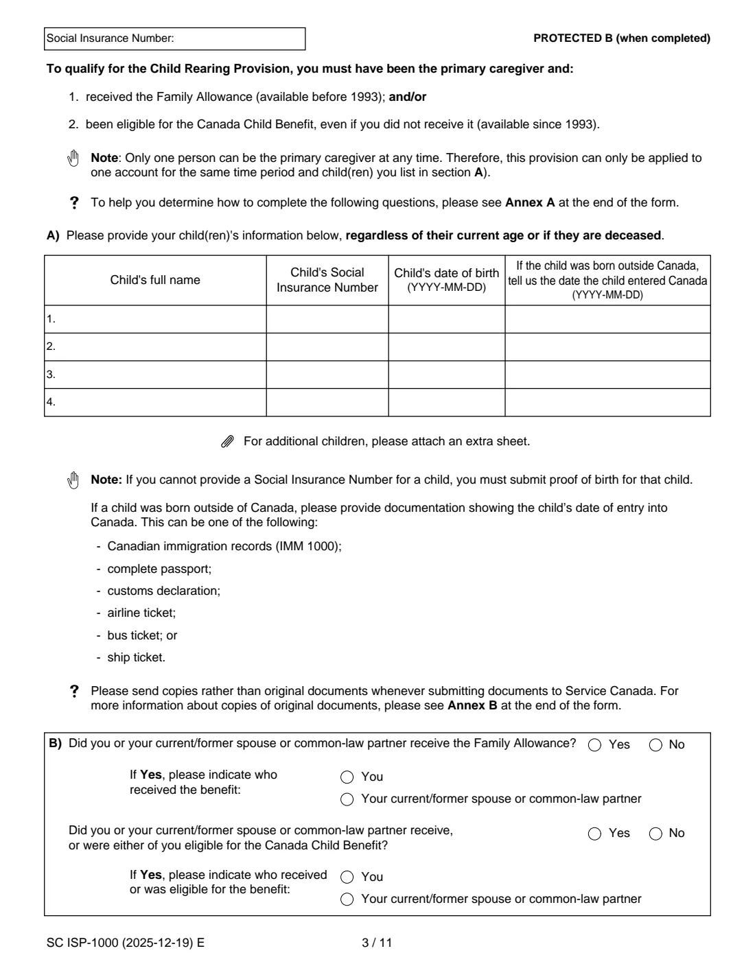 ISP-1000 CPP retirement pension application (2025) Application for a Canada Pension Plan Retirement Pension — page 5 of 14