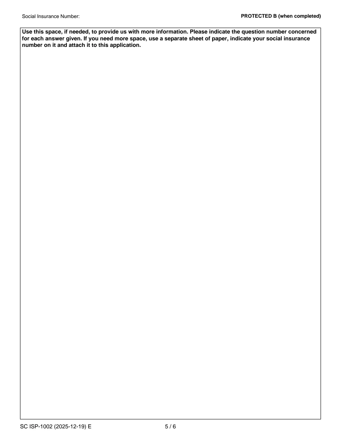 ISP-1002 CPP pension sharing (2025) Application for Canada Pension Plan Pension Sharing of Retirement Pension(s) — page 5 of 6