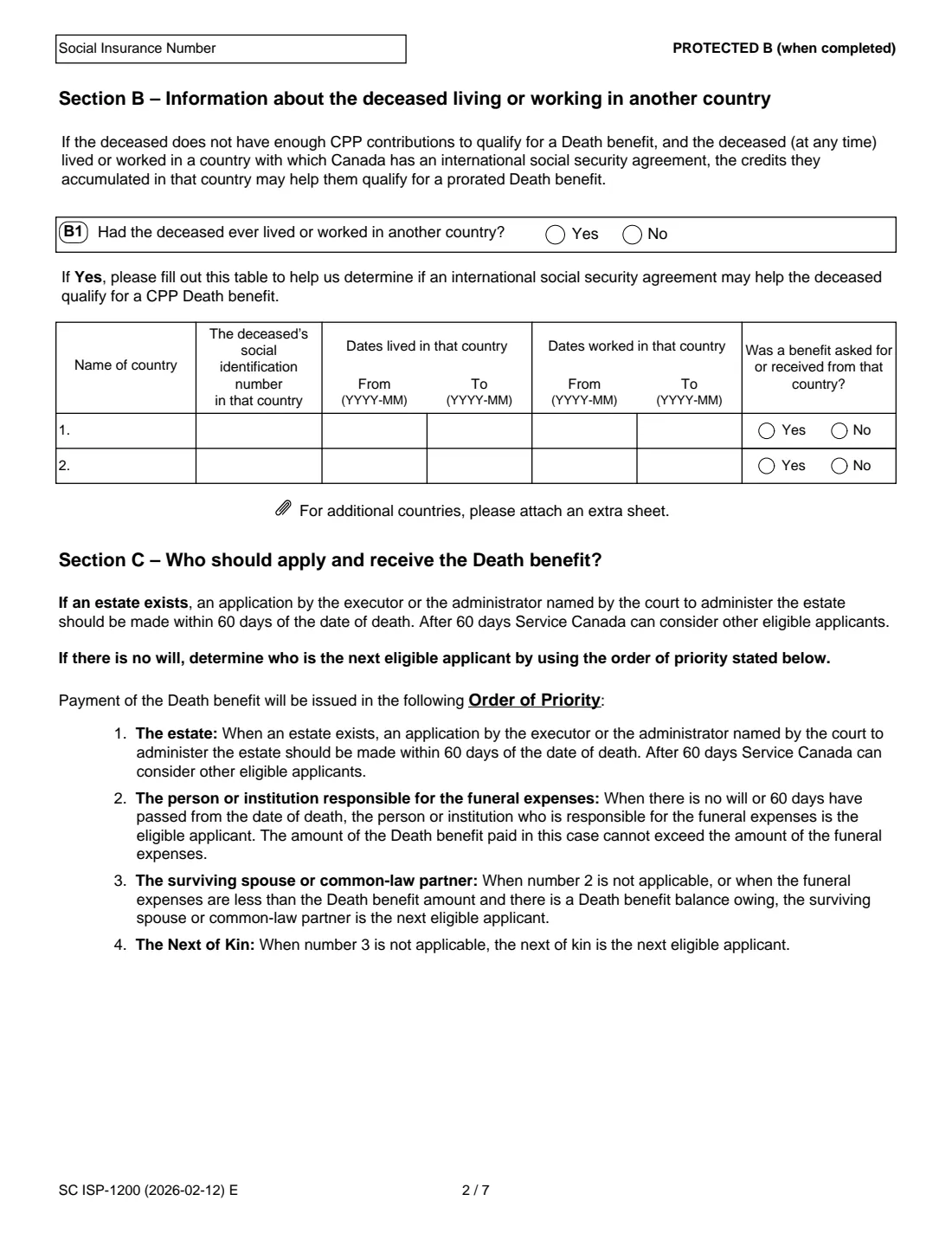 ISP-1200 CPP death benefit (2026) Application for a Canada Pension Plan Death Benefit — page 4 of 12
