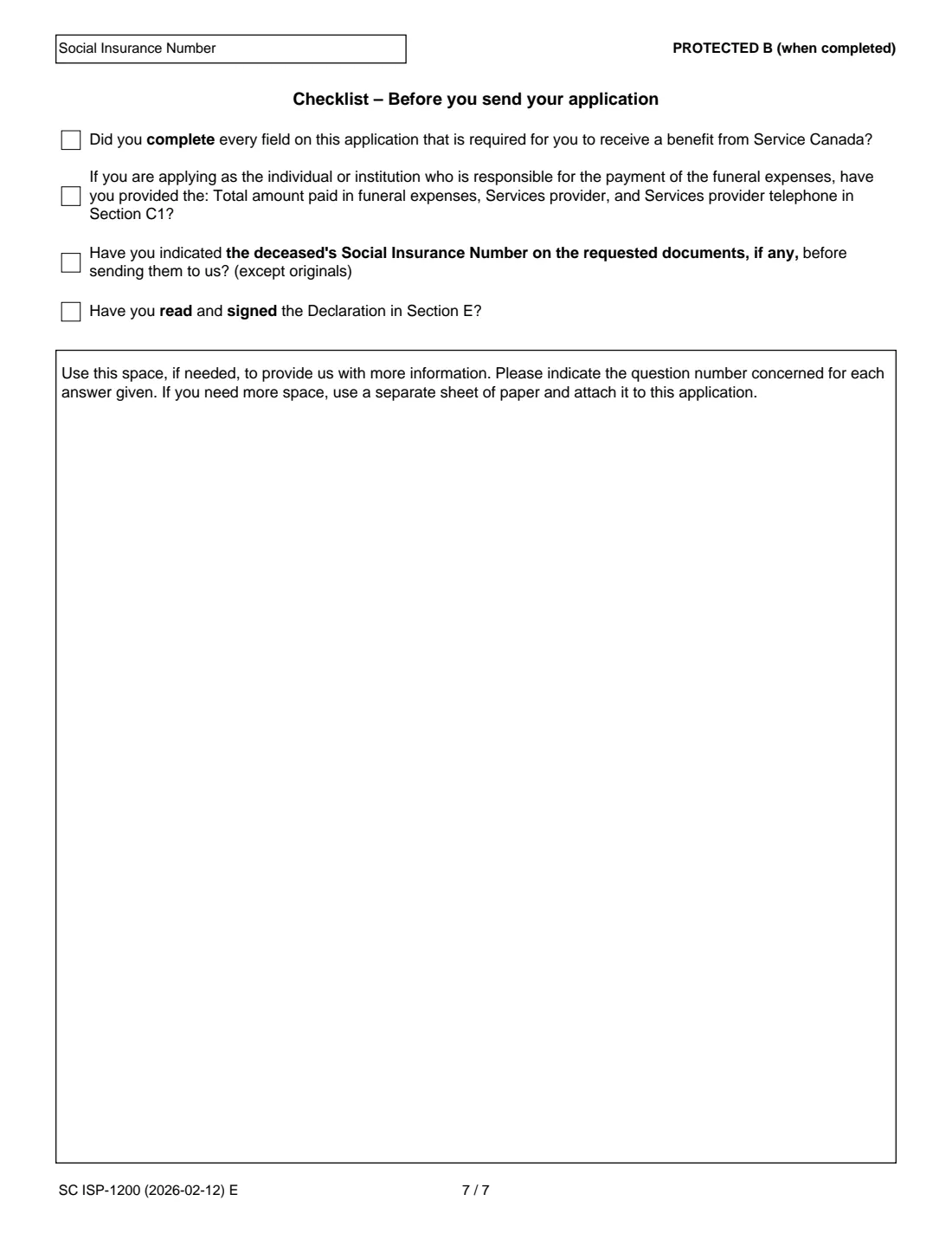 ISP-1200 CPP death benefit (2026) Application for a Canada Pension Plan Death Benefit — page 9 of 12