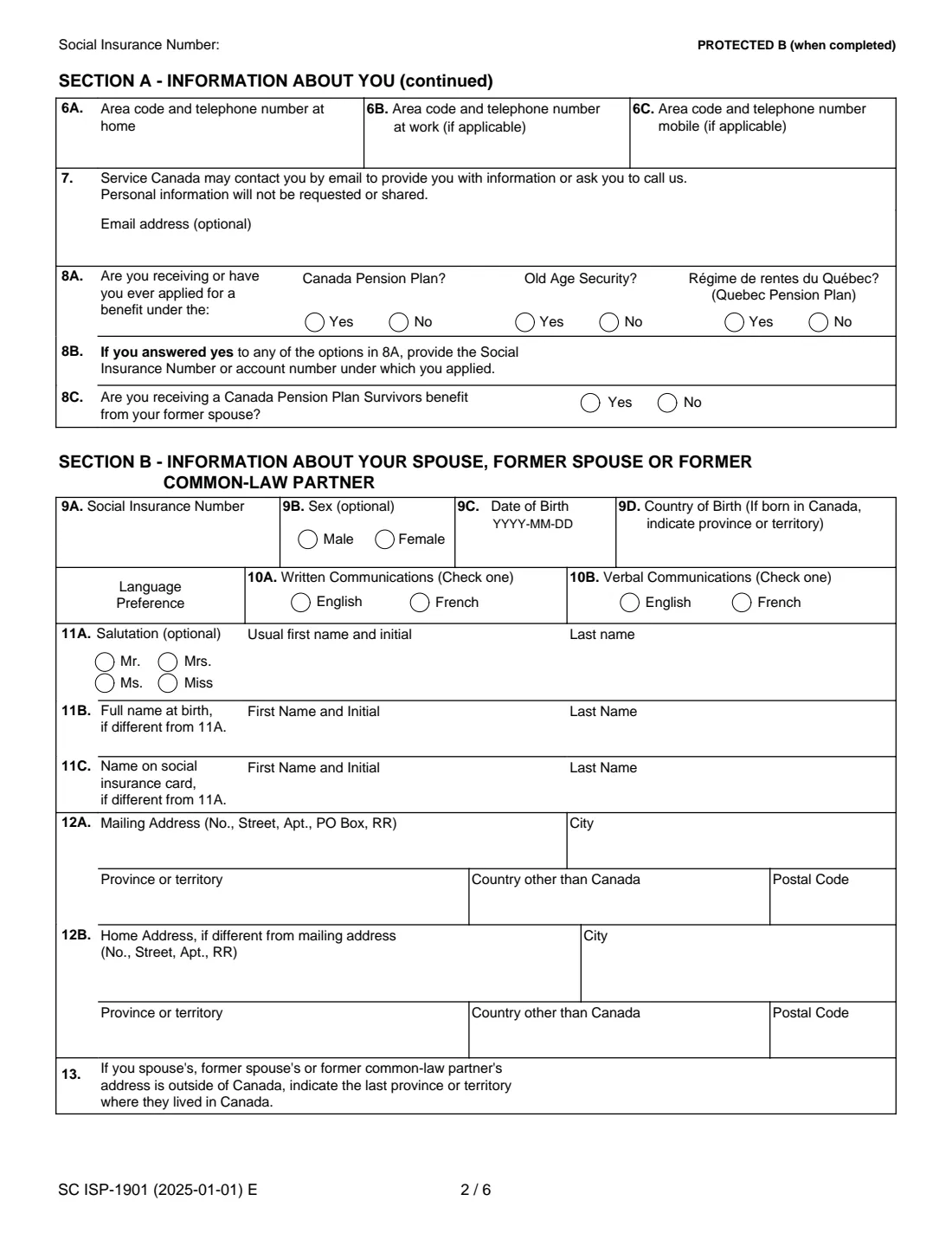 ISP-1901 CPP credit split (2025) Canada Pension Plan Credit Split (upon separation or divorce) — page 2 of 7