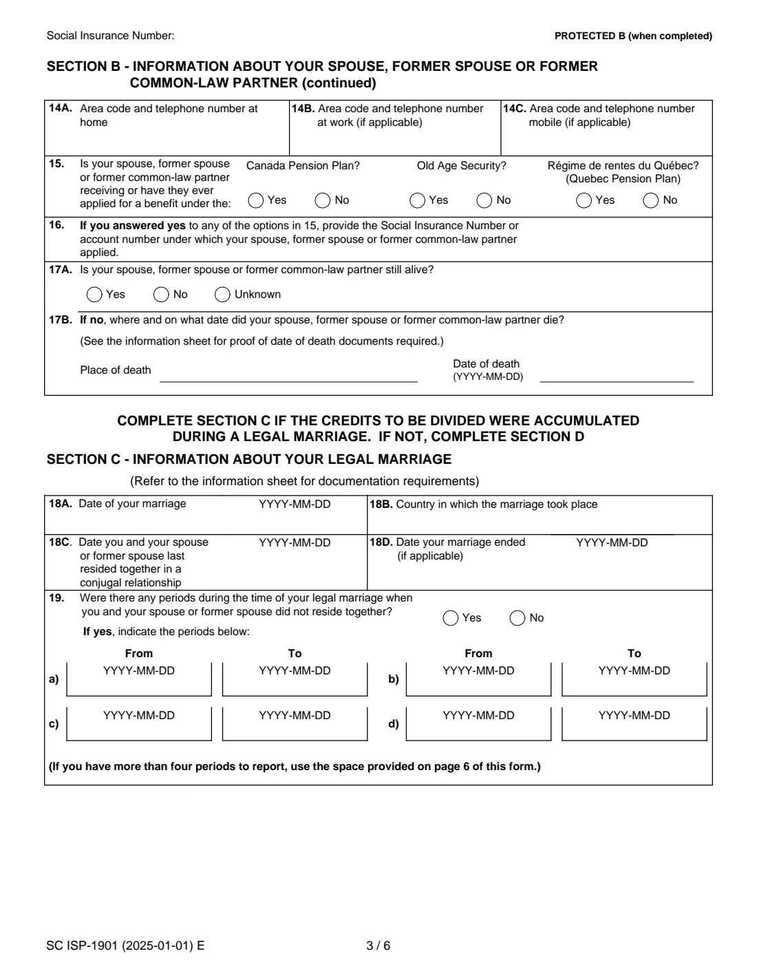 ISP-1901 CPP credit split (2025) Canada Pension Plan Credit Split (upon separation or divorce) — page 3 of 7