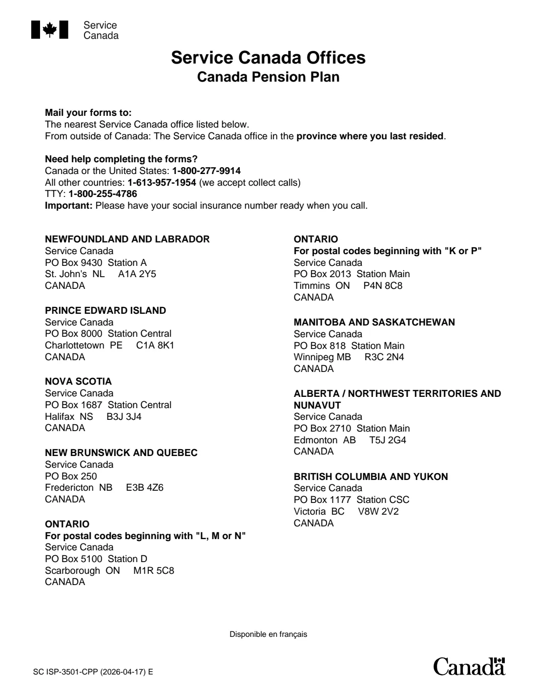 ISP-1901 CPP credit split (2025) Canada Pension Plan Credit Split (upon separation or divorce) — page 7 of 7