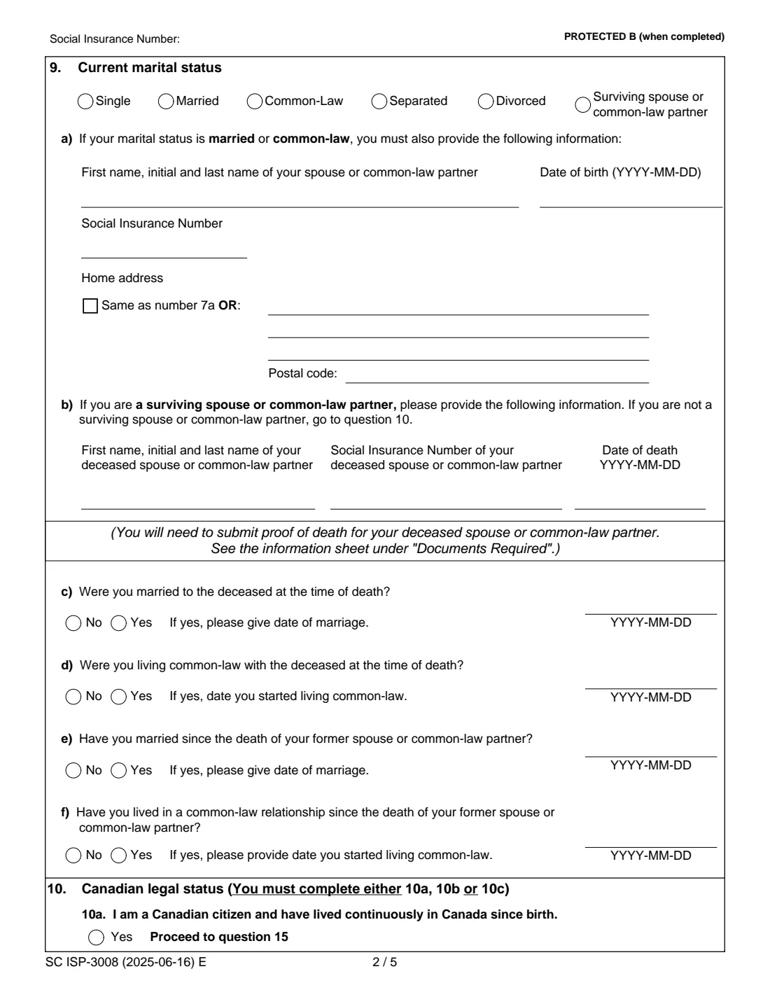ISP-3008 Allowance / Allowance for the Survivor (2025) Application for the Allowance or Allowance for the Survivor Under the Old Age Security Program — page 2 of 6