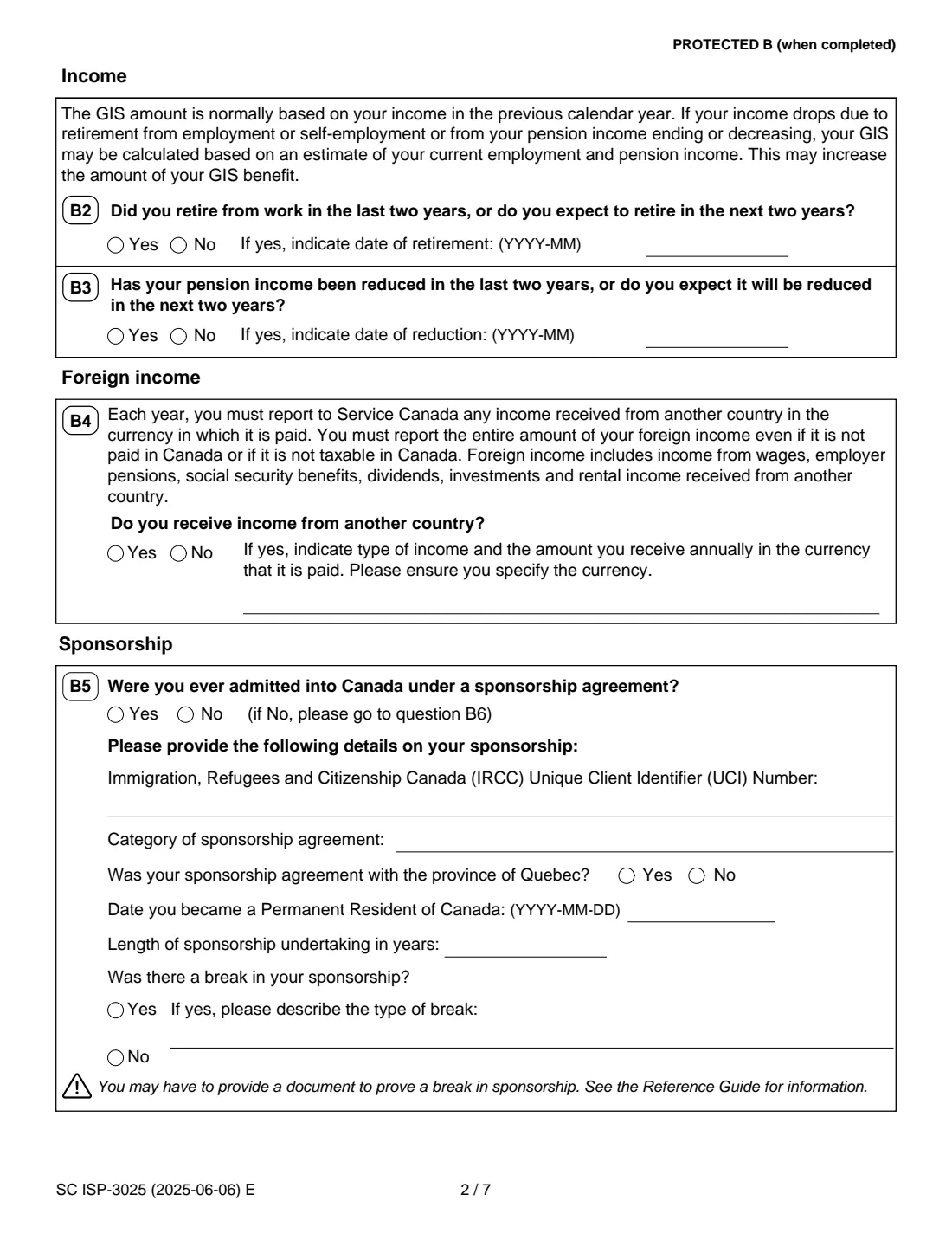 ISP-3025 GIS application (2025) Application for the Guaranteed Income Supplement — page 2 of 8