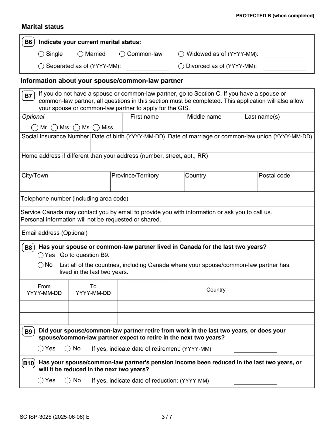 ISP-3025 GIS application (2025) Application for the Guaranteed Income Supplement — page 3 of 8