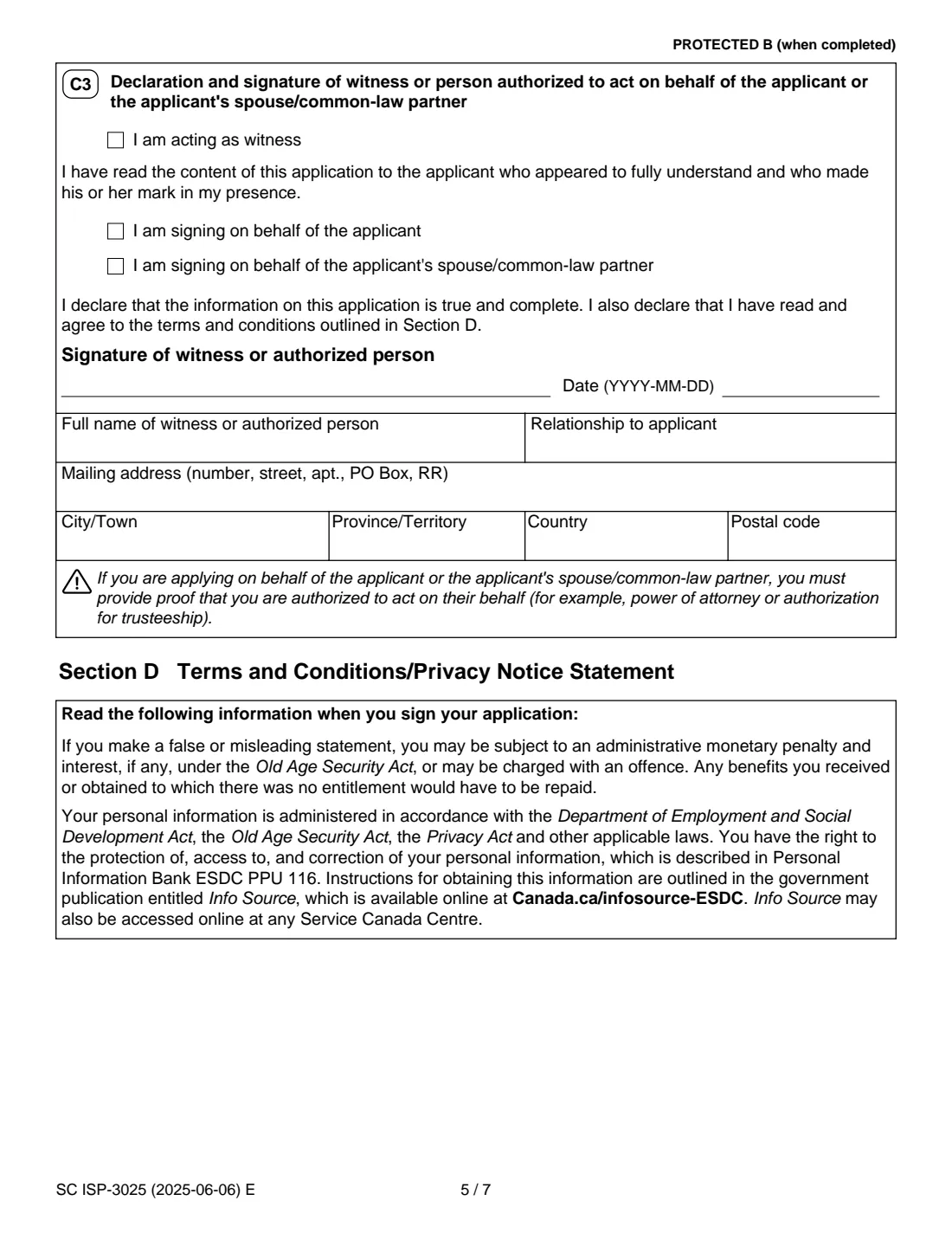 ISP-3025 GIS application (2025) Application for the Guaranteed Income Supplement — page 5 of 8