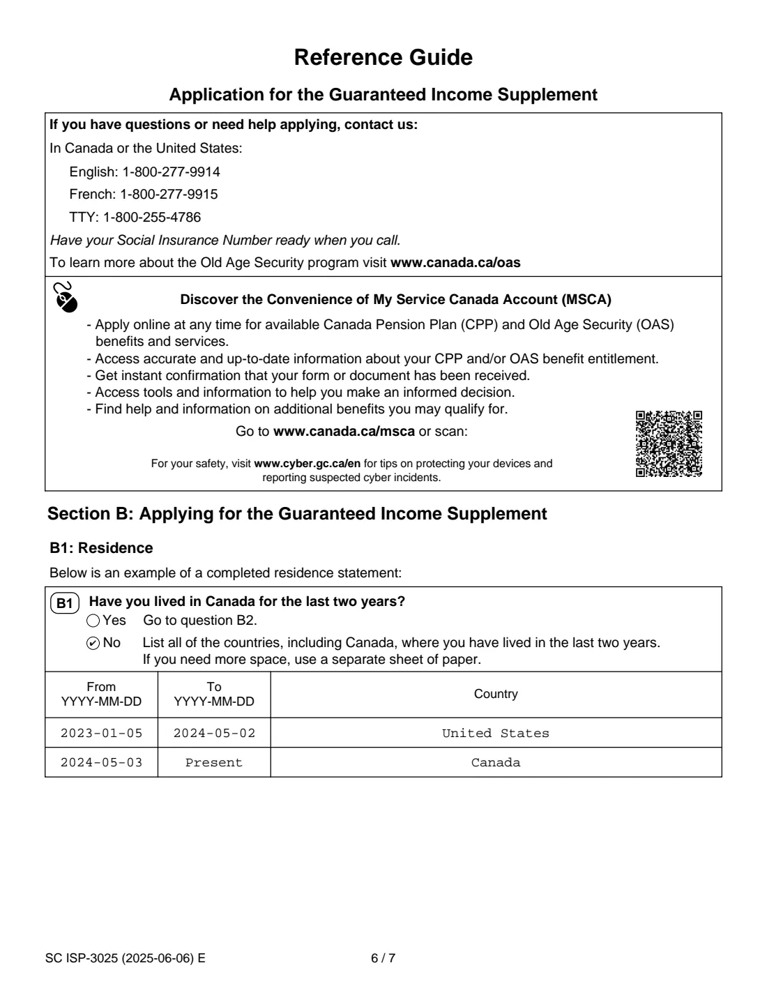 ISP-3025 GIS application (2025) Application for the Guaranteed Income Supplement — page 6 of 8