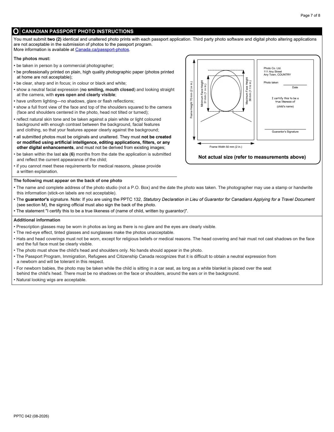 PPTC 042 (2026) Child Abroad General Passport Application (outside Canada and the USA, under 16) — page 7 of 8