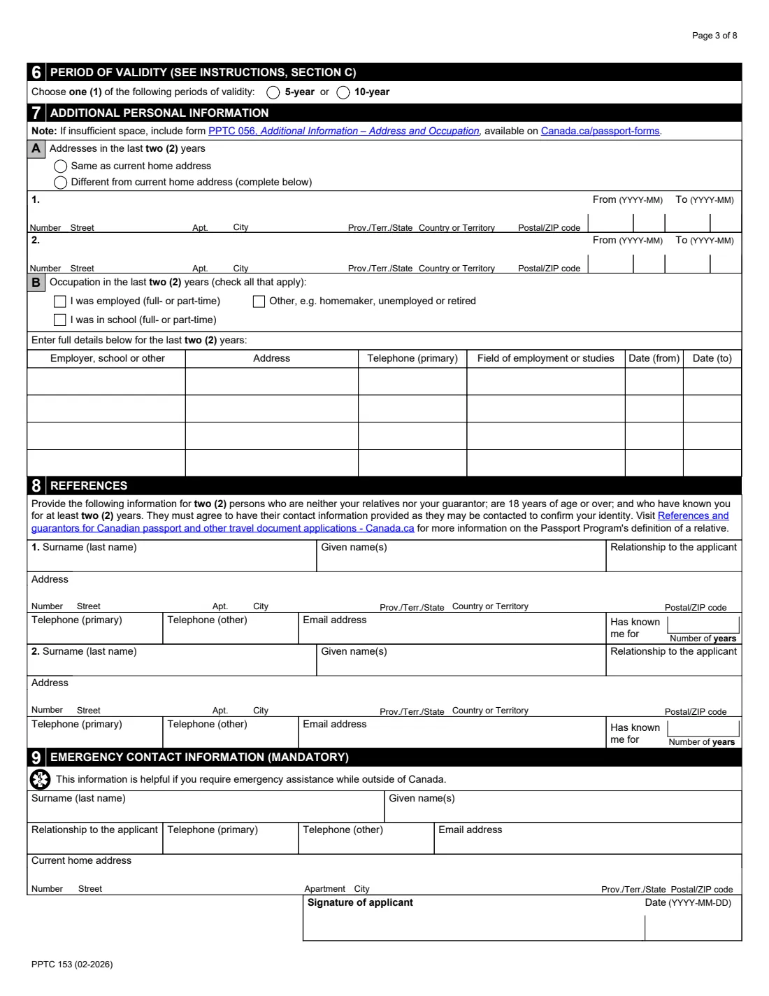 PPTC 153 (2026) Adult General Passport Application (16 years of age or over) — page 3 of 8