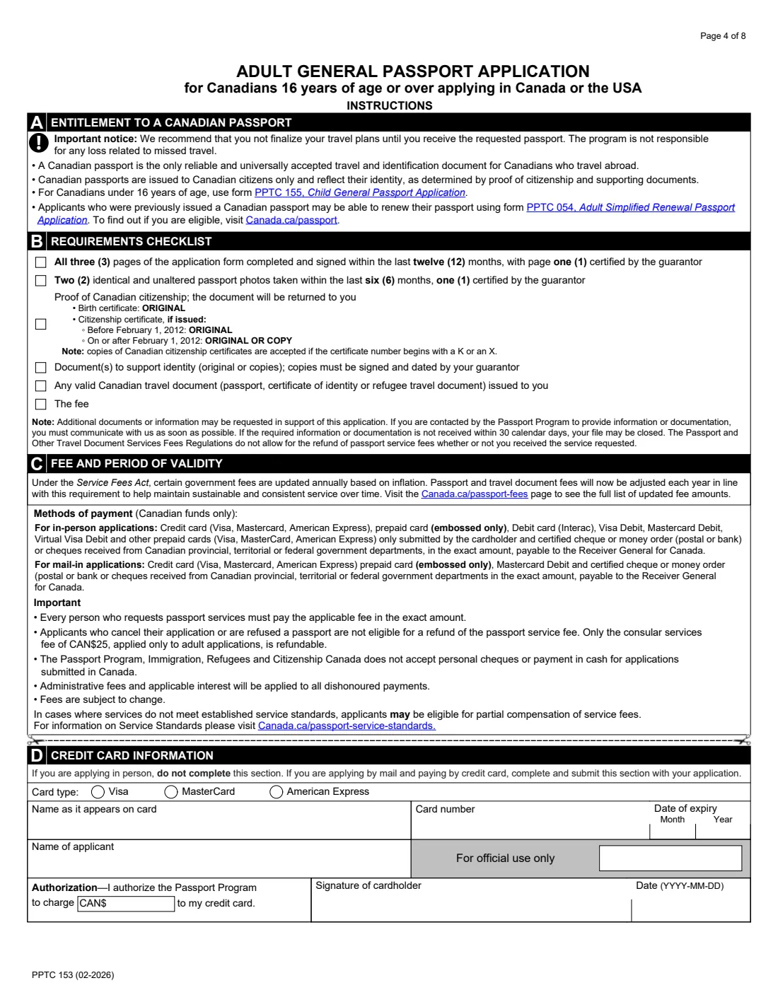 PPTC 153 (2026) Adult General Passport Application (16 years of age or over) — page 4 of 8