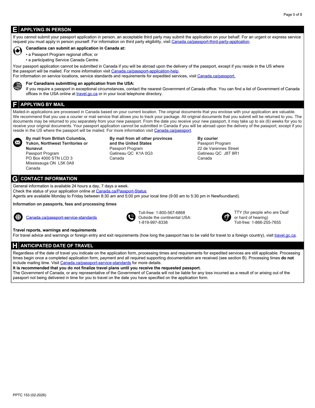 PPTC 153 (2026) Adult General Passport Application (16 years of age or over) — page 5 of 8