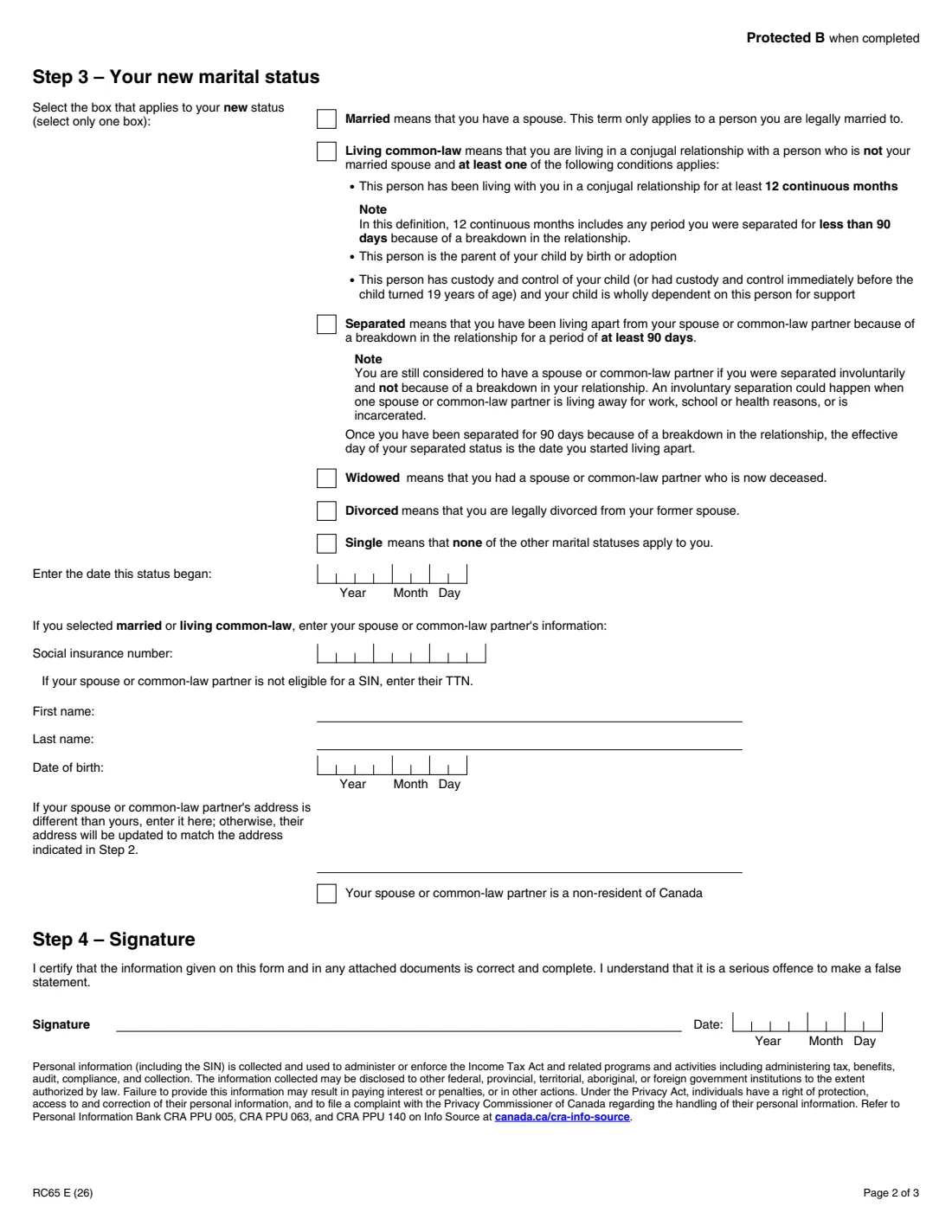RC65 (2026) Marital Status Change — page 2 of 3