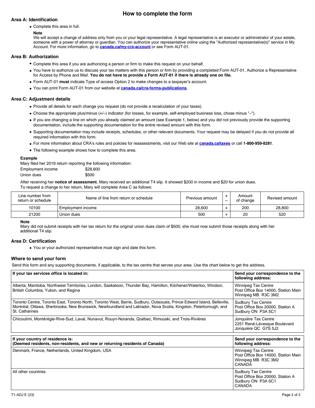 T1-ADJ (2023) T1 Adjustment Request — page 2 of 2