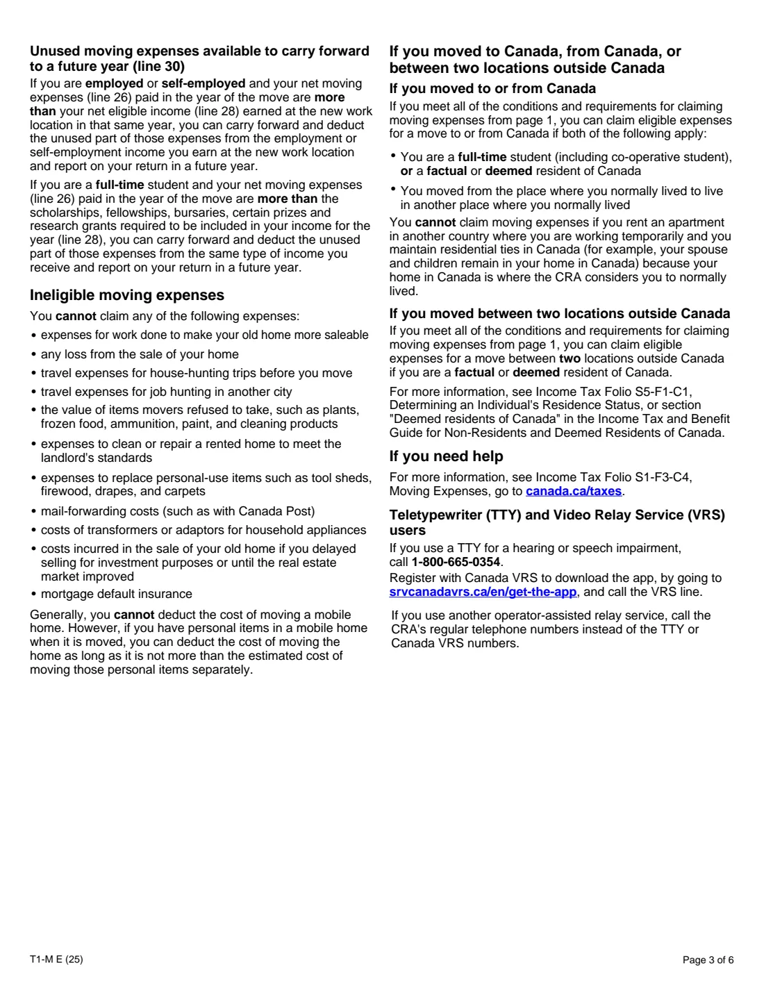 Form T1-M (2025) Moving Expenses Deduction — page 3 of 6