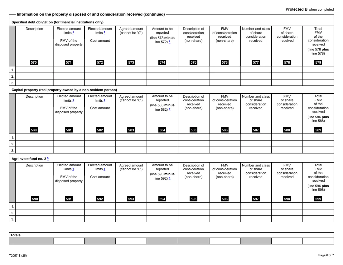 Form T2057 (2025) Election on Disposition of Property by a Taxpayer to a Taxable Canadian Corporation — page 6 of 7