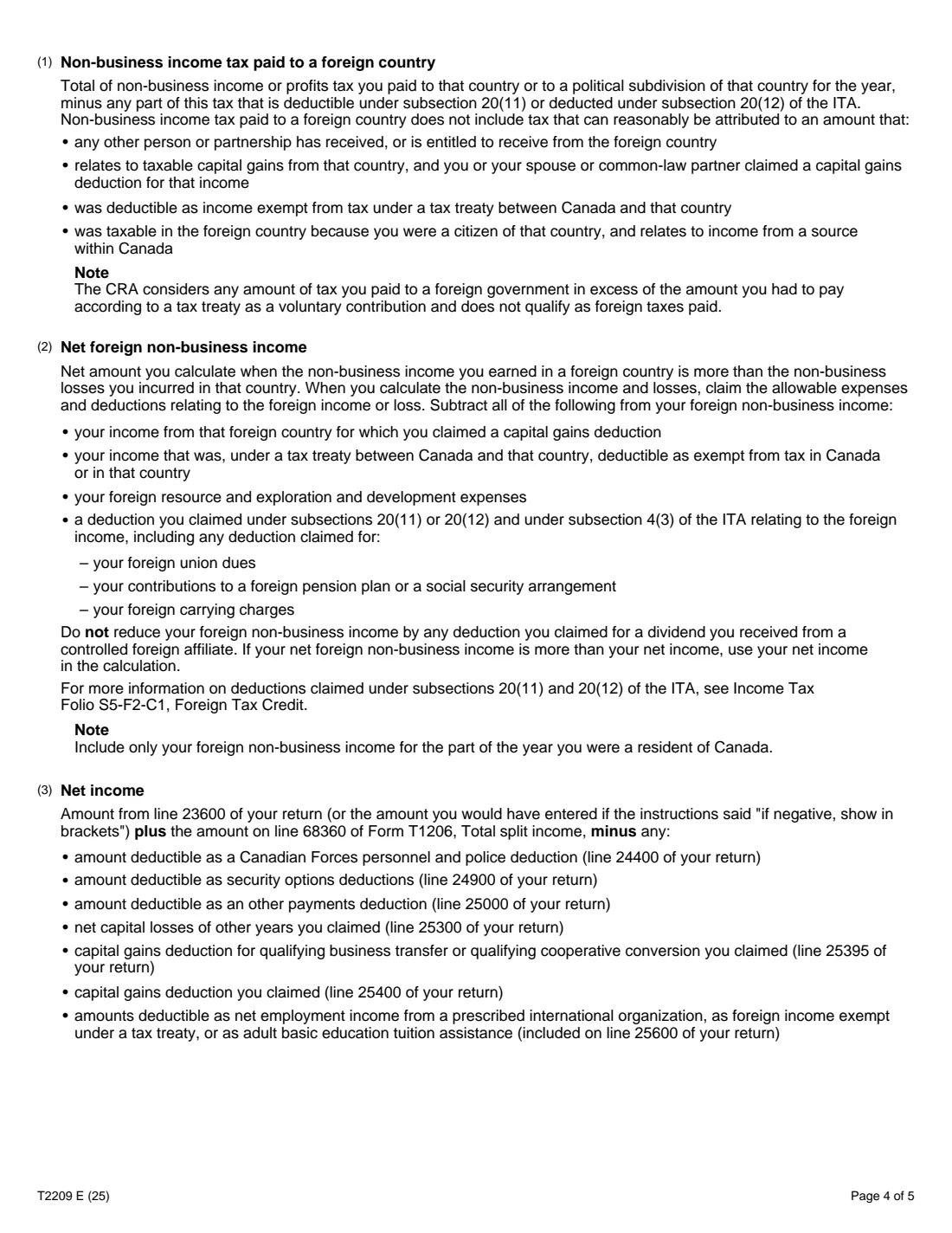 Form T2209 (2025) Federal Foreign Tax Credits — page 4 of 5