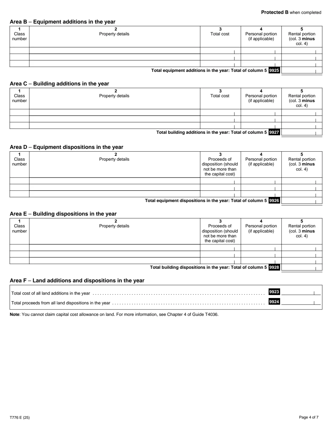 Form T776 (2025) Statement of Real Estate Rentals — page 4 of 7