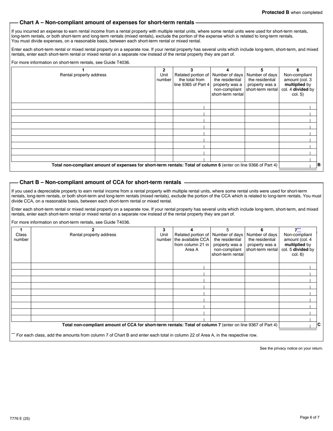 Form T776 (2025) Statement of Real Estate Rentals — page 6 of 7