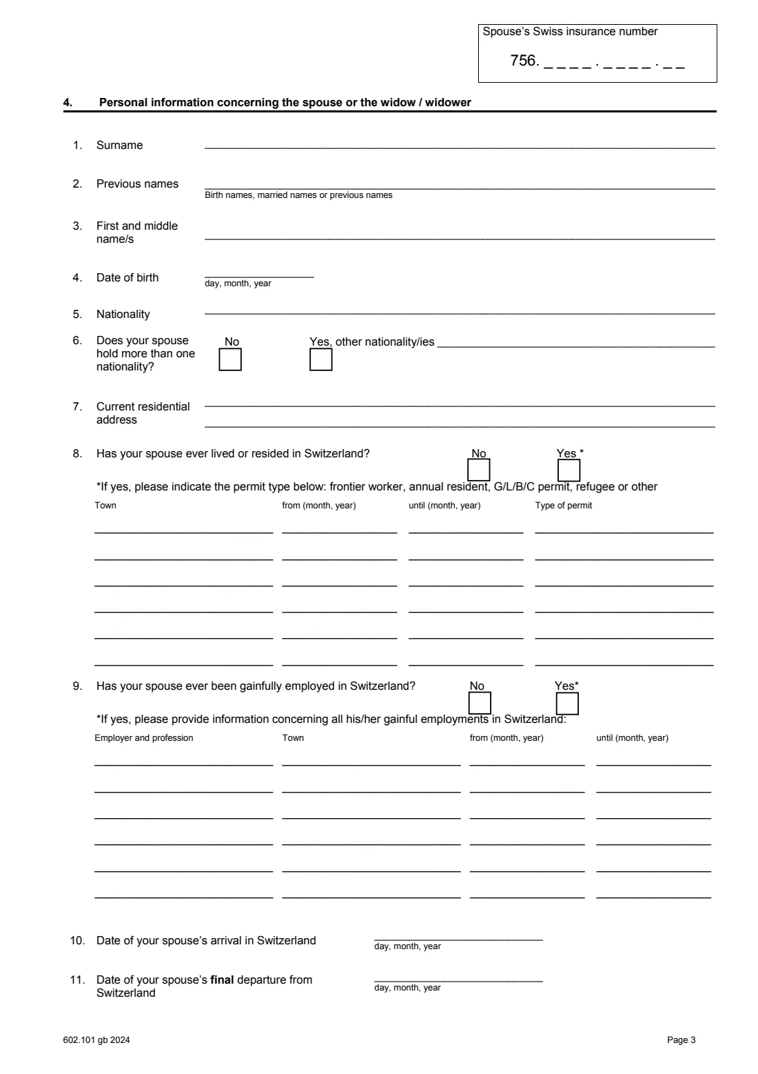 Form 602.101 AHV/AVS refund (2024) Claim for the refund of OASI contributions (AHV/AVS refund) — page 4 of 7