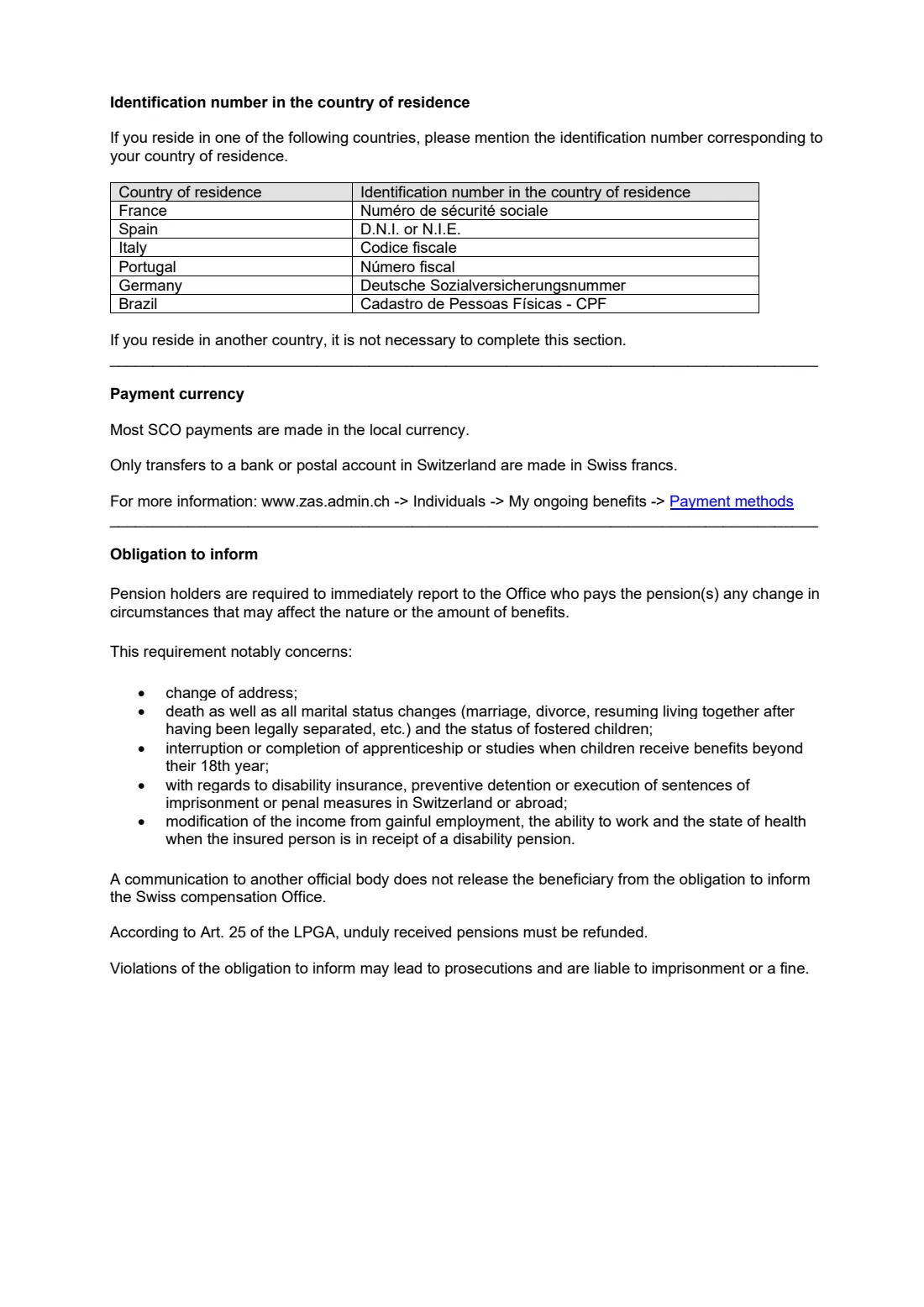 SCO bank account for pension payments (form 200) (2026) Application for the payment of OASI/DI benefits into a personal bank or postal account — page 2 of 2