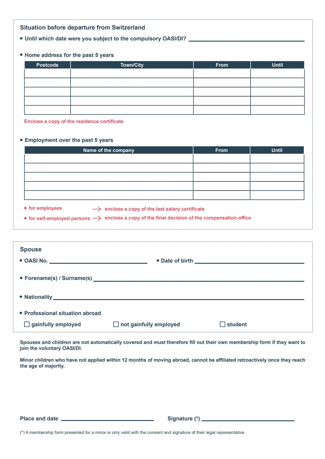 Voluntary OASI/DI membership form (2025) Membership form for the voluntary OASI/DI (Swiss abroad) — page 2 of 2