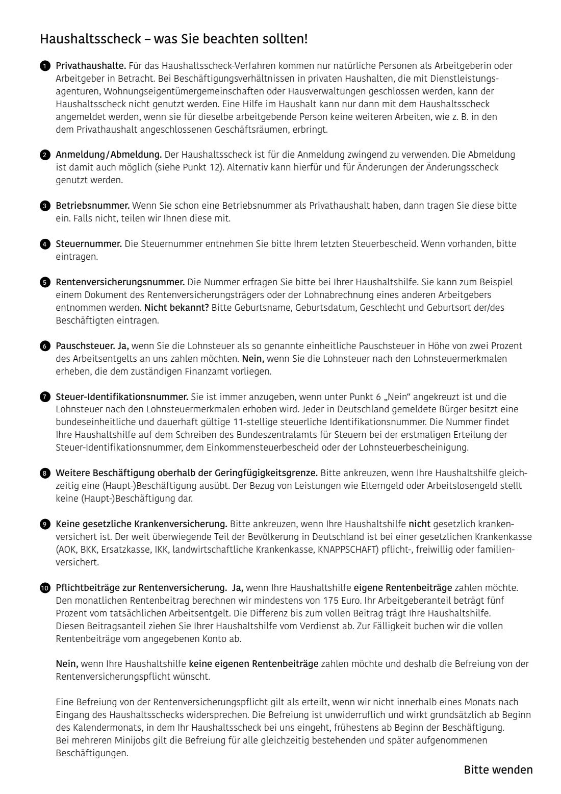 Haushaltsscheck (Minijob im Privathaushalt) (2024) Haushaltsscheck — registering (or deregistering) a mini-job household employee with the Minijob-Zentrale — page 5 of 6