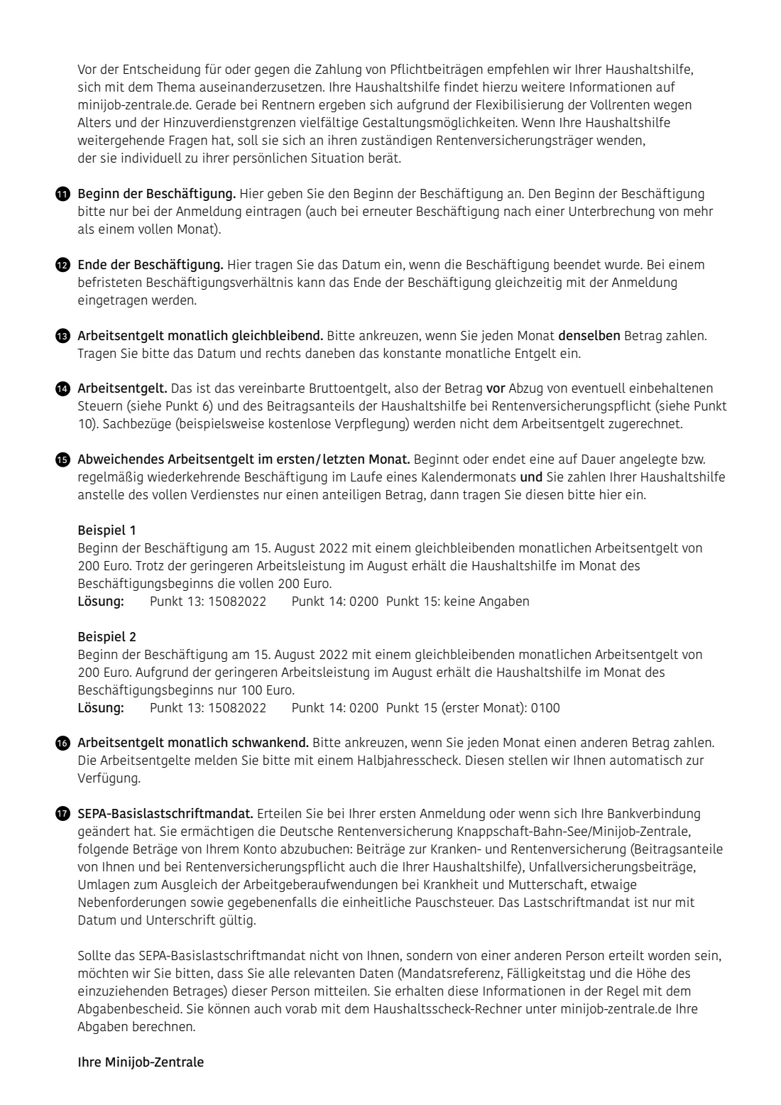 Haushaltsscheck (Minijob im Privathaushalt) (2024) Haushaltsscheck — registering (or deregistering) a mini-job household employee with the Minijob-Zentrale — page 6 of 6