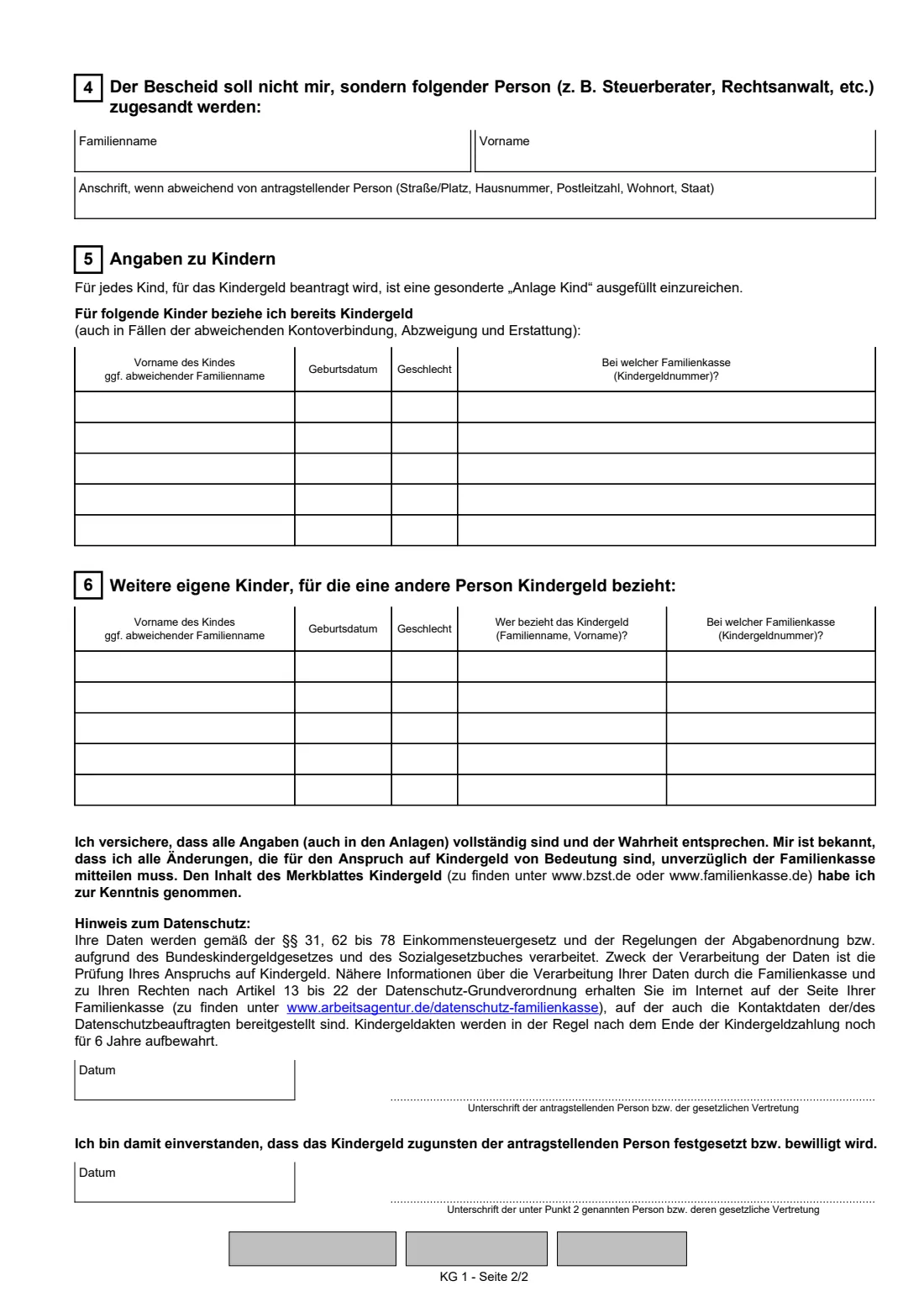 KG 1 — Antrag auf Kindergeld (2025) Child benefit application (Antrag auf Kindergeld) — page 3 of 5