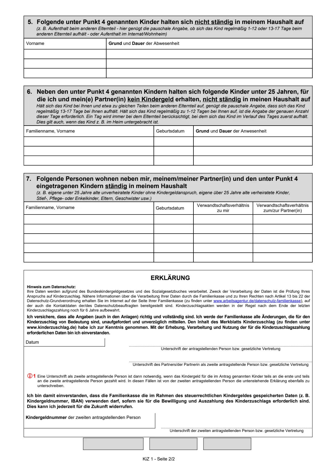 KiZ 1 — Antrag auf Kinderzuschlag (2024) Antrag auf Kinderzuschlag (KiZ 1) — Application for the child supplement — page 3 of 3
