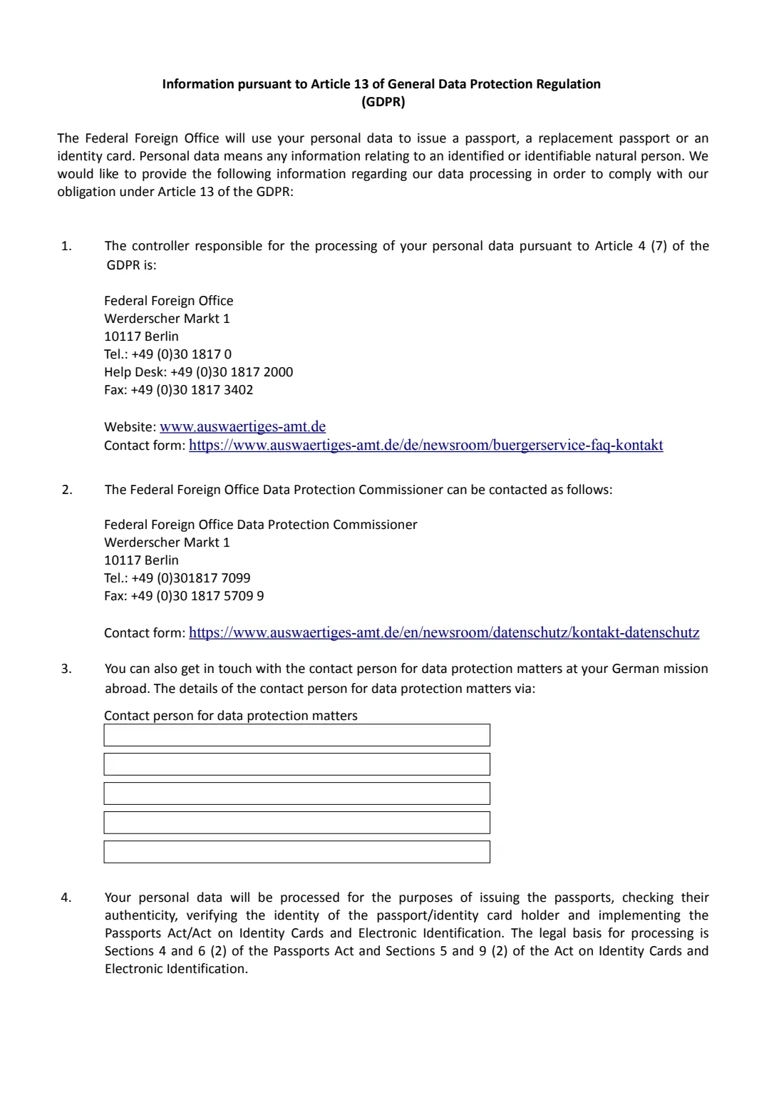 Passport / ID card application, adults (Antrag Reisepass / Personalausweis) (2026) Antrag für volljährige Antragsteller bzw. für Personalausweisbewerber über 16 Jahre — Application for a passport or identity card (adults) — page 4 of 5
