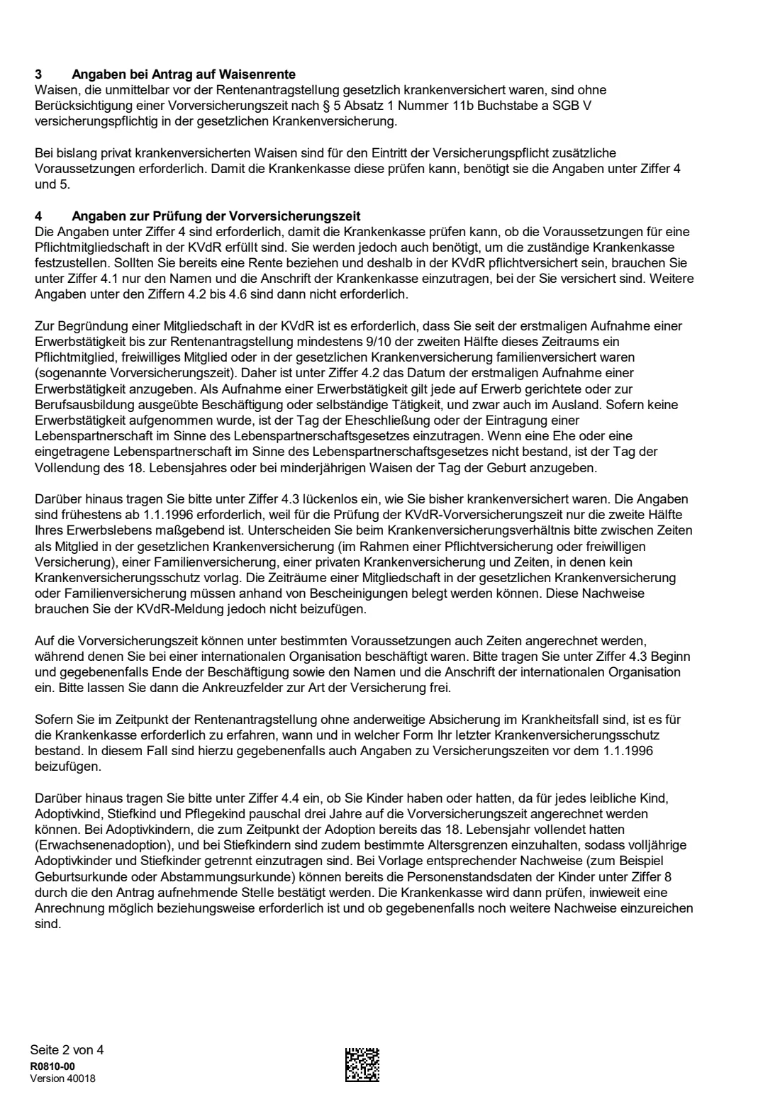 R0810 — Meldung zur KVdR (2024) Pensioners' health insurance notification (Meldung zur Krankenversicherung der Rentner, KVdR) — page 10 of 12