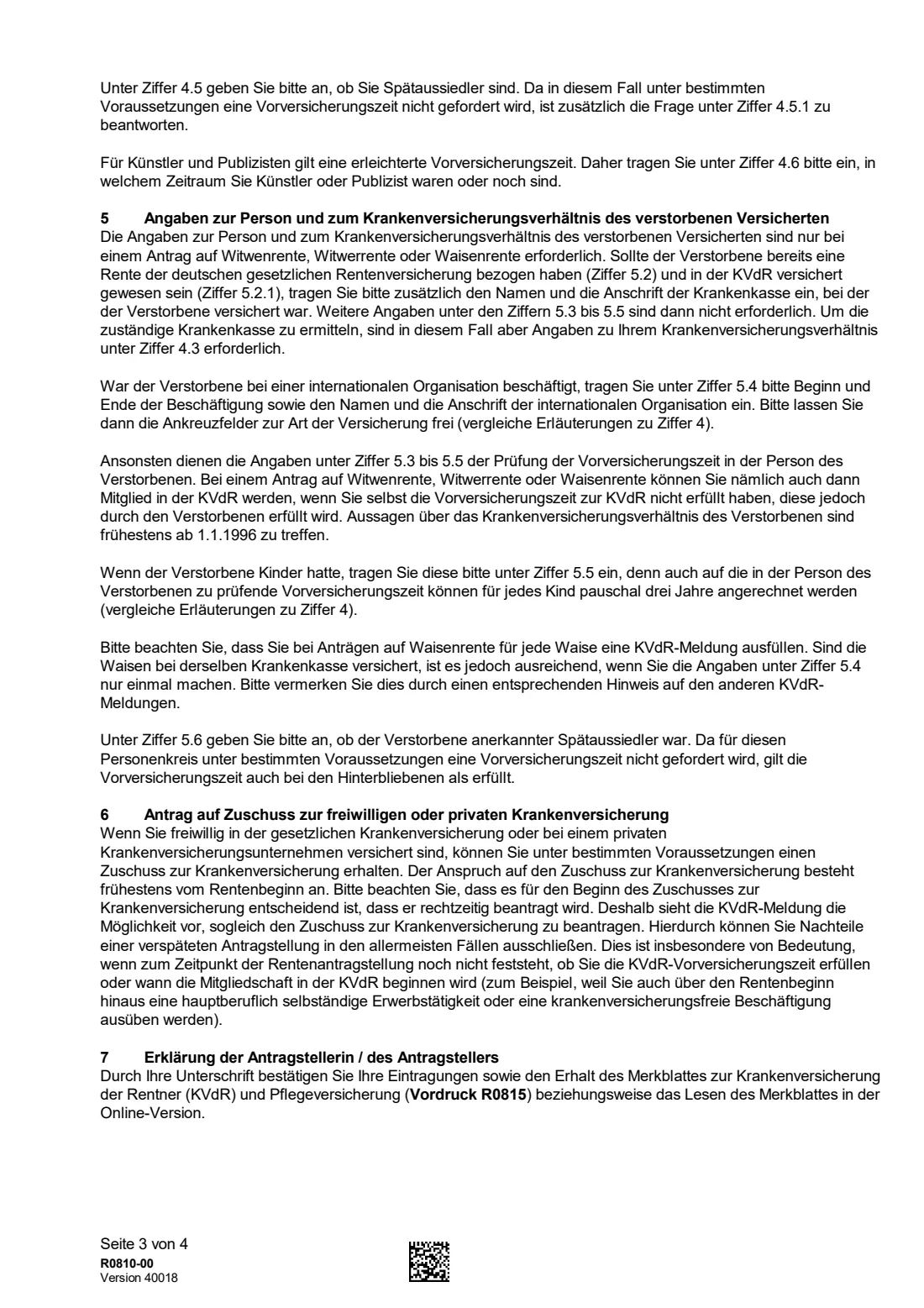 R0810 — Meldung zur KVdR (2024) Pensioners' health insurance notification (Meldung zur Krankenversicherung der Rentner, KVdR) — page 11 of 12