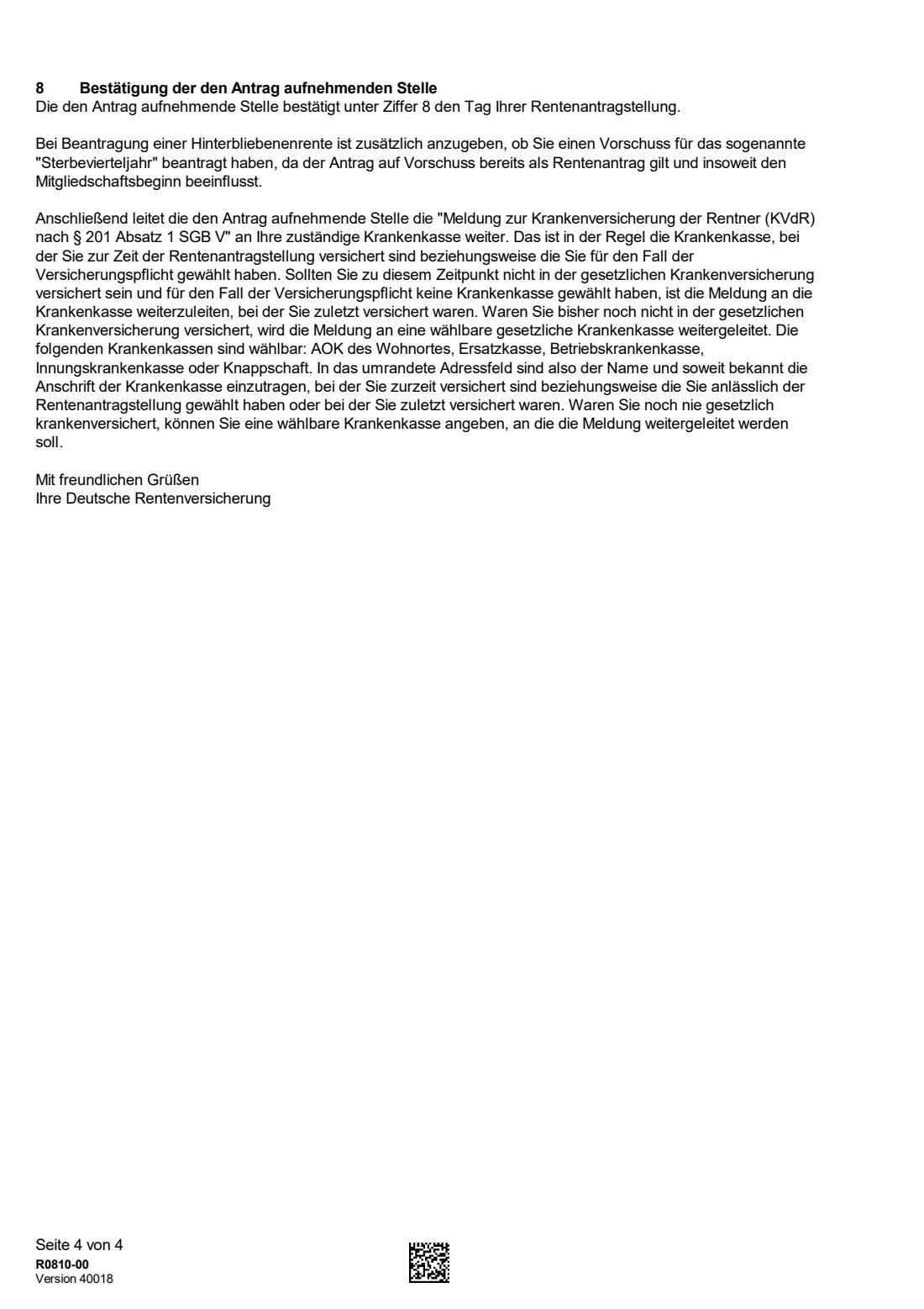 R0810 — Meldung zur KVdR (2024) Pensioners' health insurance notification (Meldung zur Krankenversicherung der Rentner, KVdR) — page 12 of 12