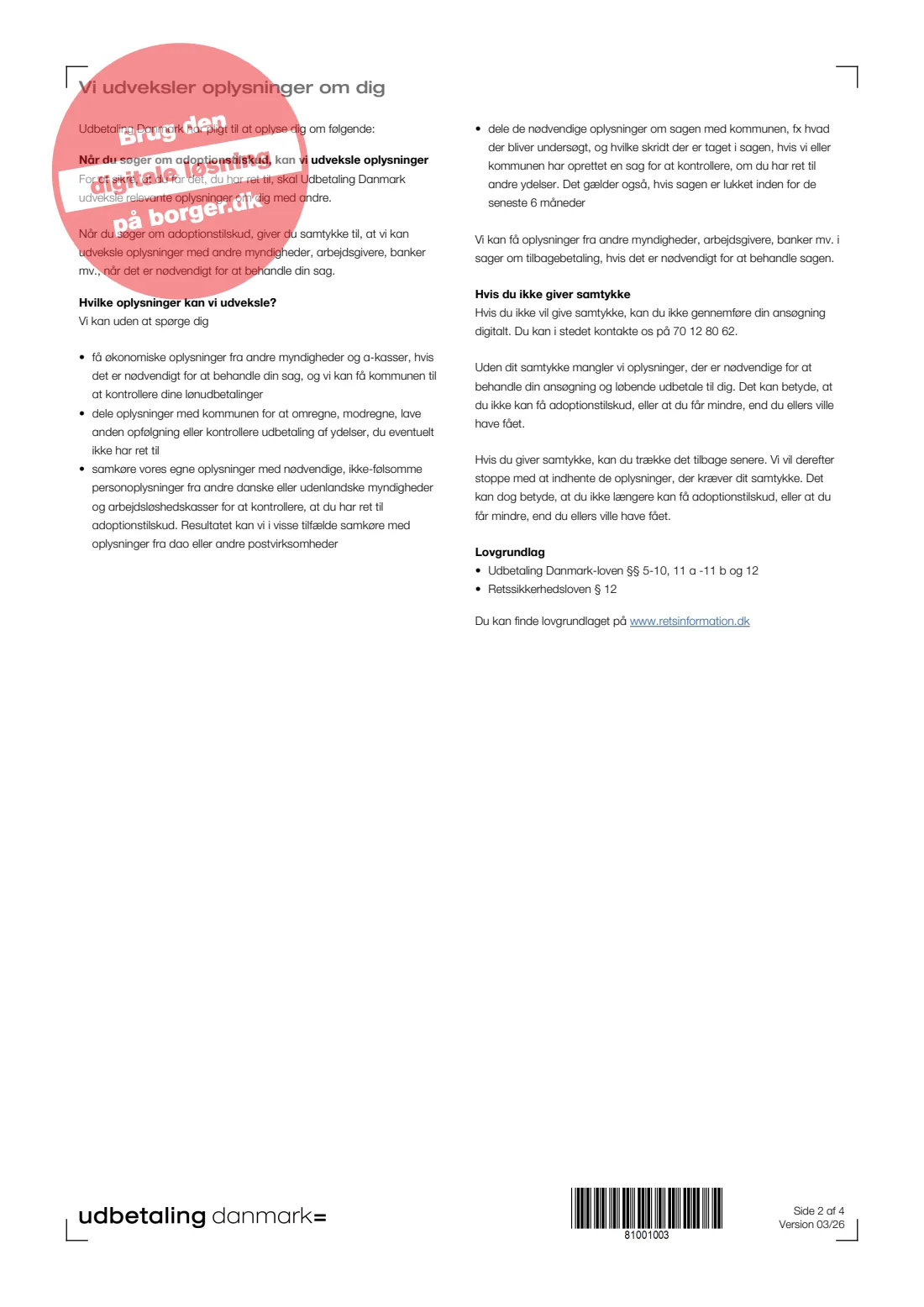 UDK 310 — Adoption grant (2026) Familieydelser — Søg om adoptionstilskud (Apply for the adoption grant) — UDK 310 — page 2 of 4